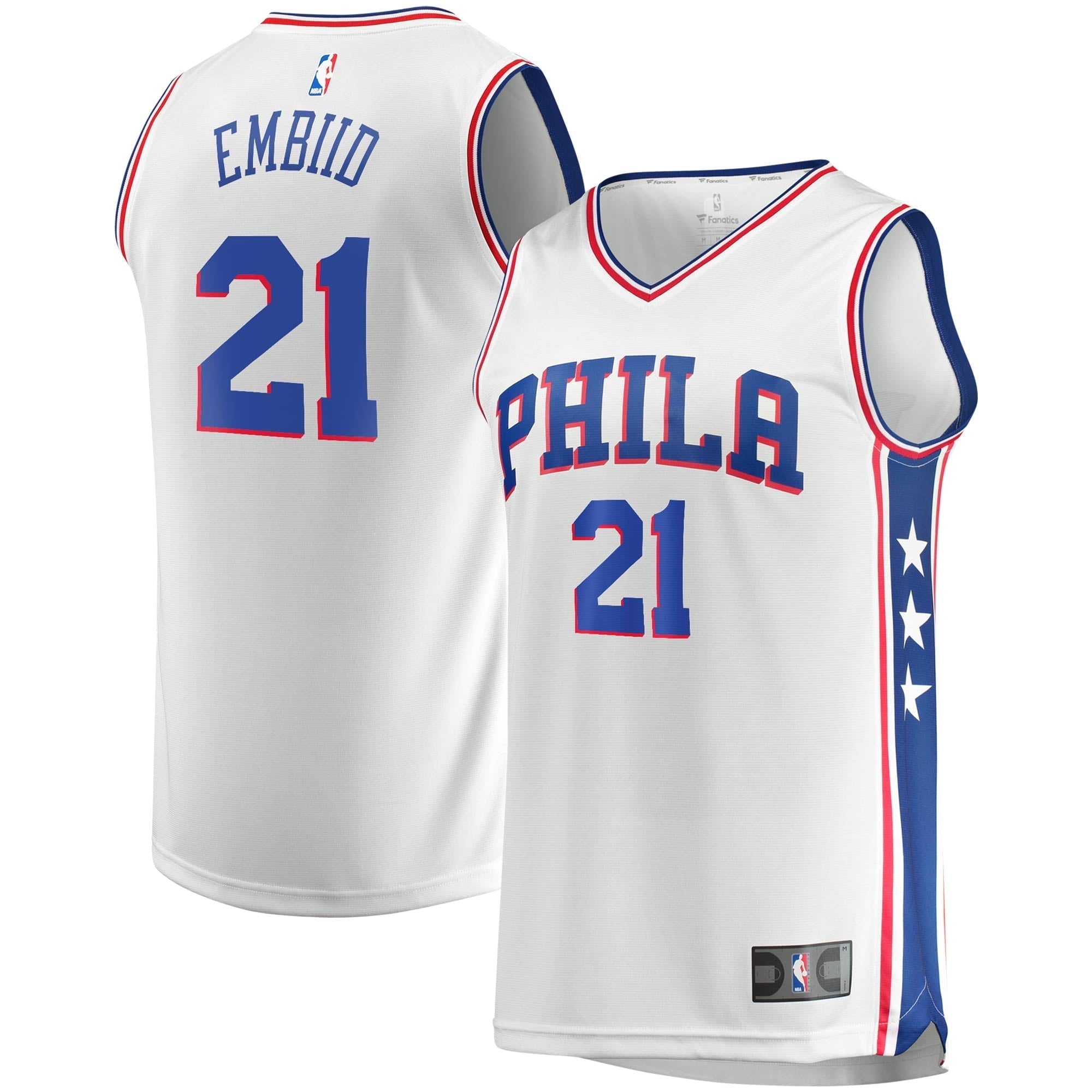 Youth Fanatics Branded Joel Embiid White Philadelphia 76ers 2019/20 Fast Break Replica Player Jersey - Association
