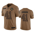 Men s New Orleans Saints Alvin Kamara 2023 Brown Salute To Service Limited Stitched Jersey