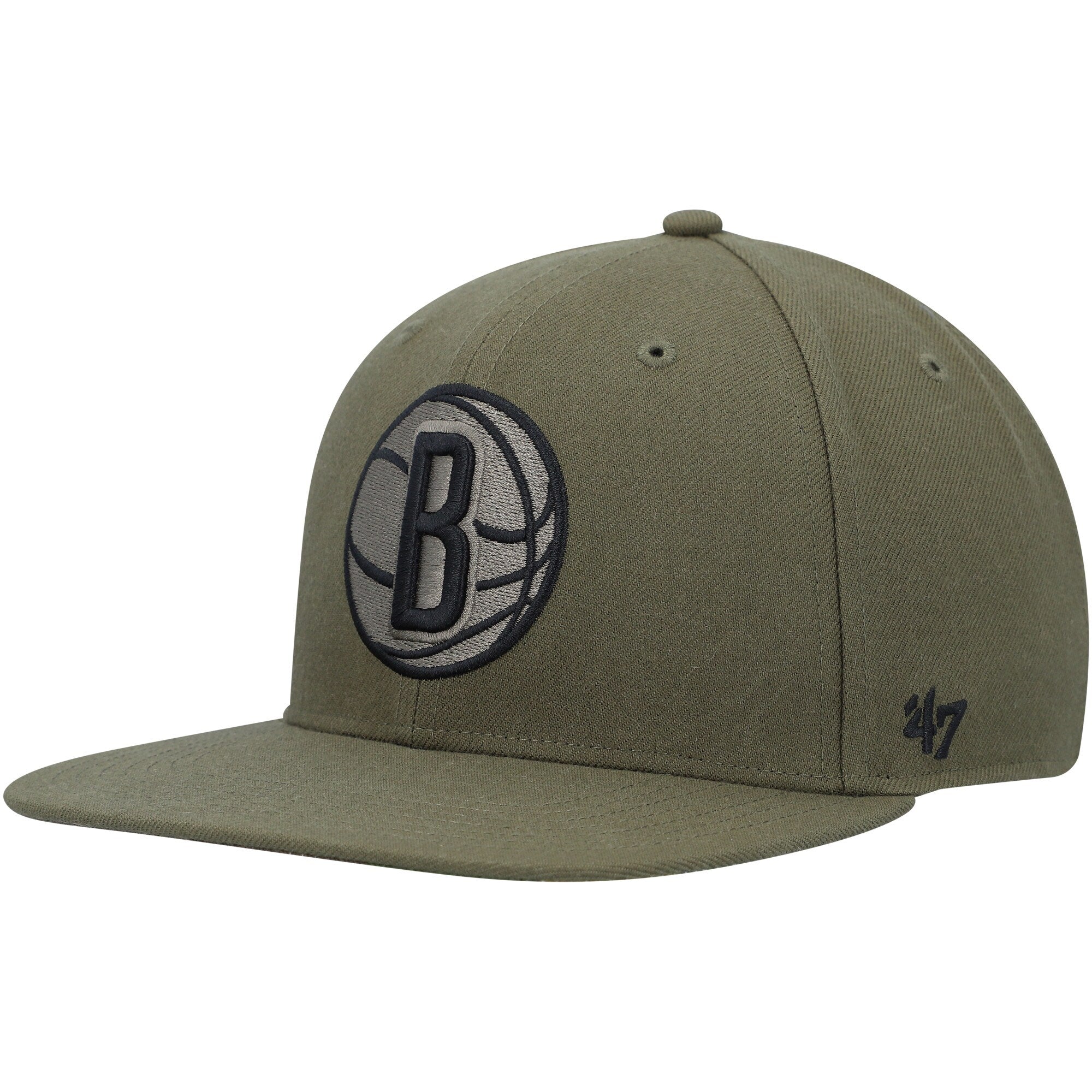 Brooklyn Nets '47 Ballpark Camo Captain Snapback Hat - Olive