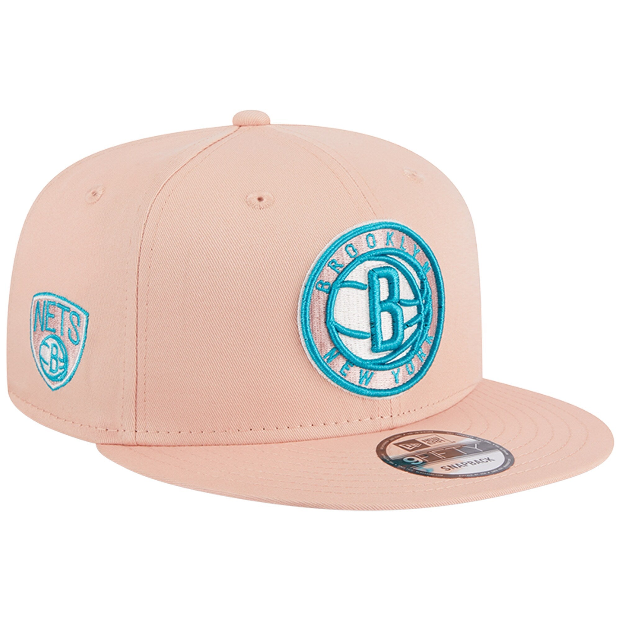 Brooklyn Nets New Era Sky Aqua Undervisor 9FIFTY Snapback Hat - Pink
