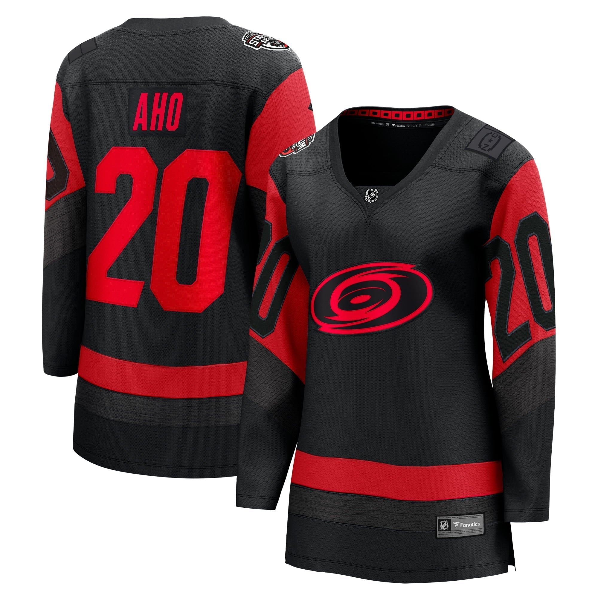 Women's Fanatics Branded Sebastian Aho Black Carolina Hurricanes 2023 NHL Stadium Series Breakaway Player Jersey