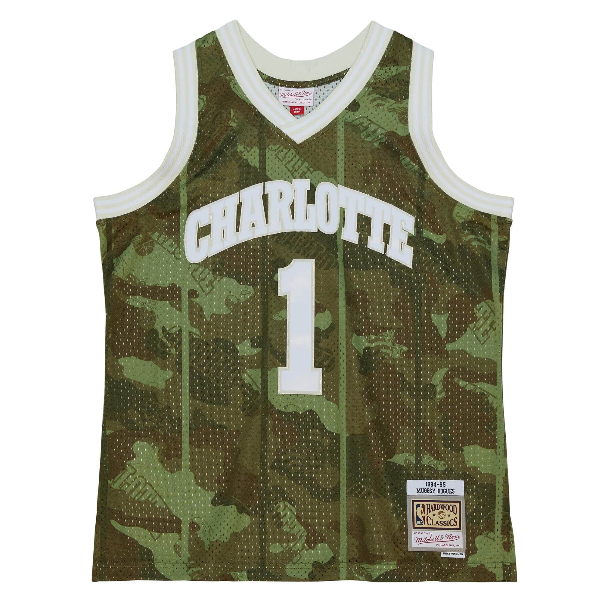 Ghost Green Camo Swingman Muggsy Bogues Charlotte Hornets 1994-95 Jersey
