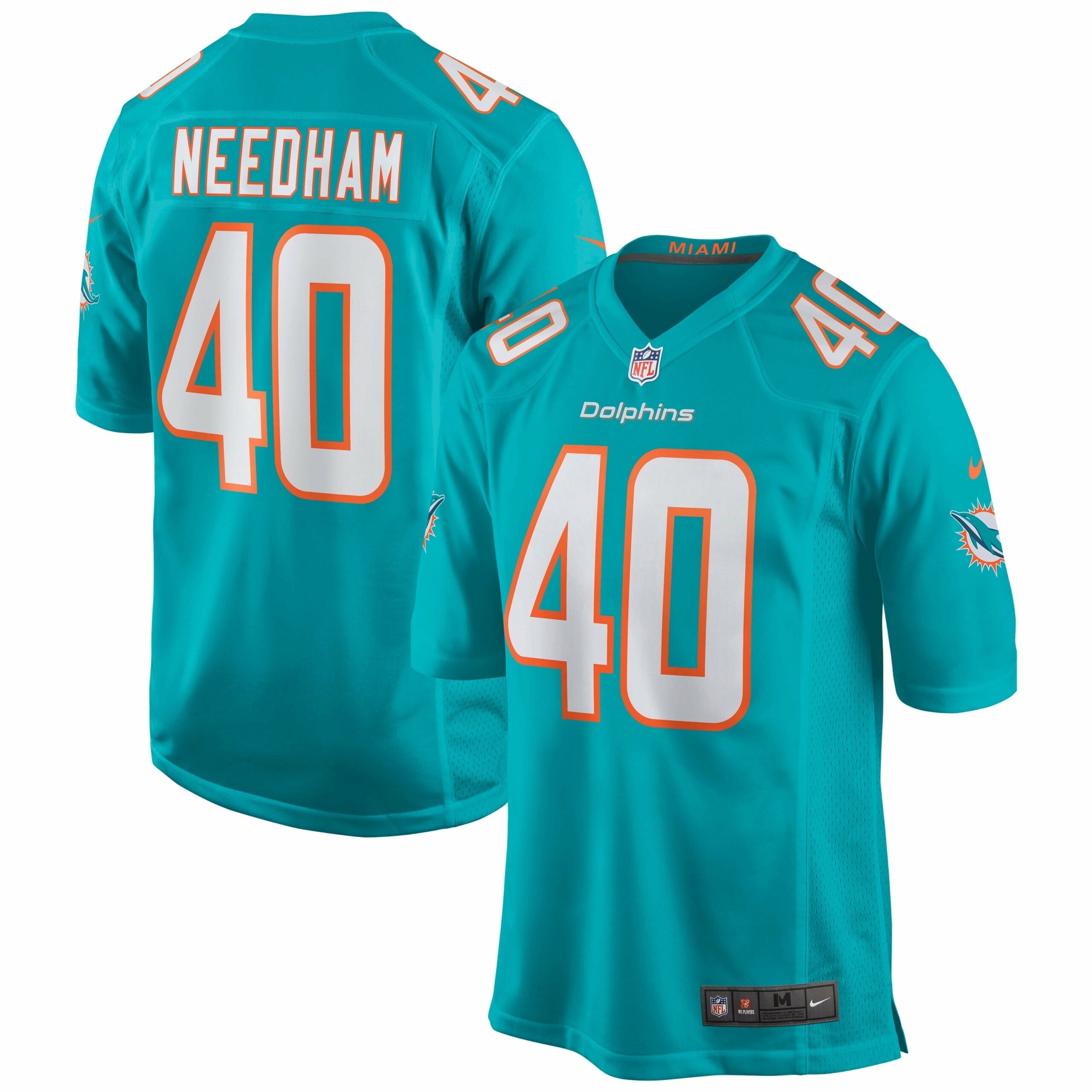 Men s Nike Nik Needham Aqua Miami Dolphins Game Jersey