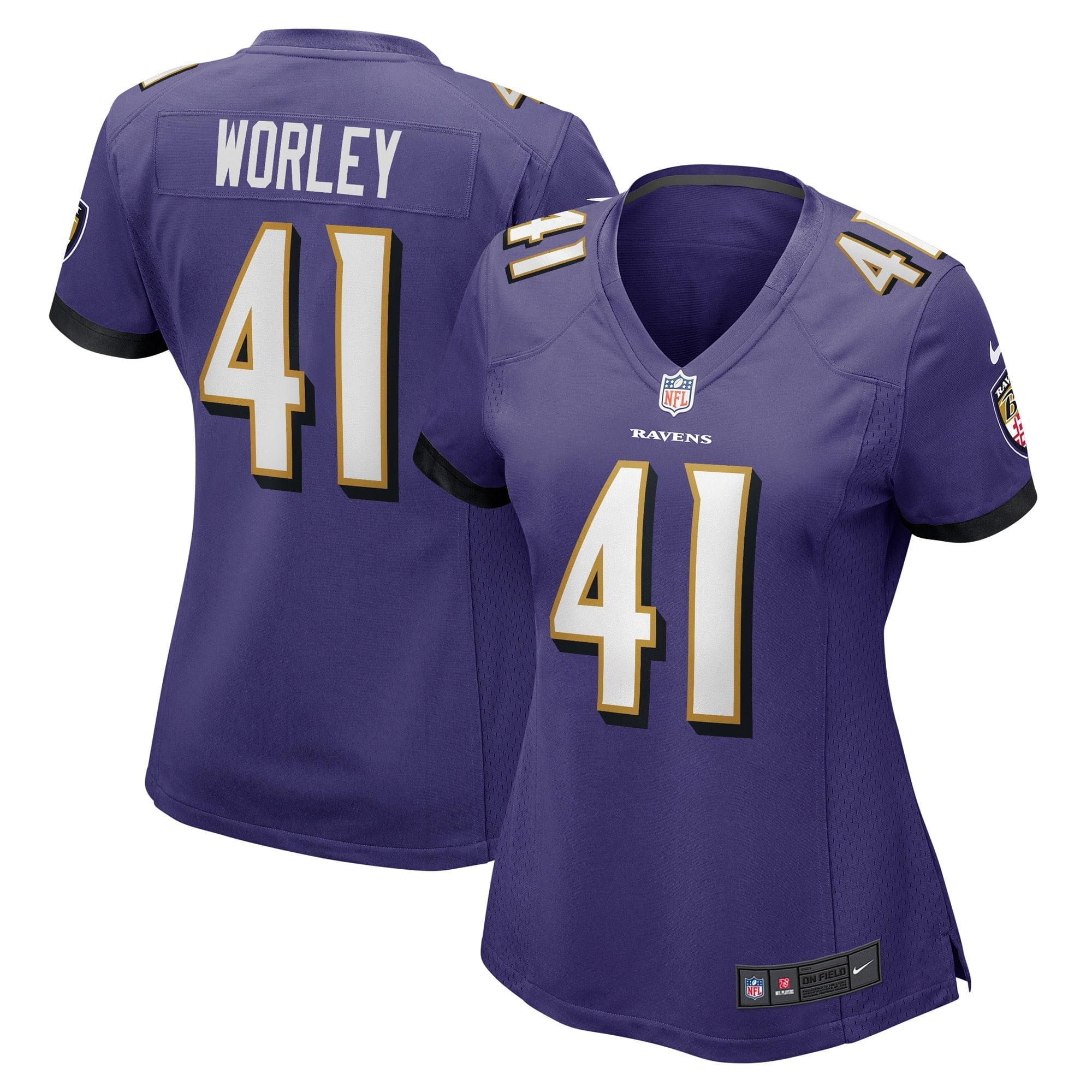 Women s Nike Daryl Worley Purple Baltimore Ravens Game Player Jersey