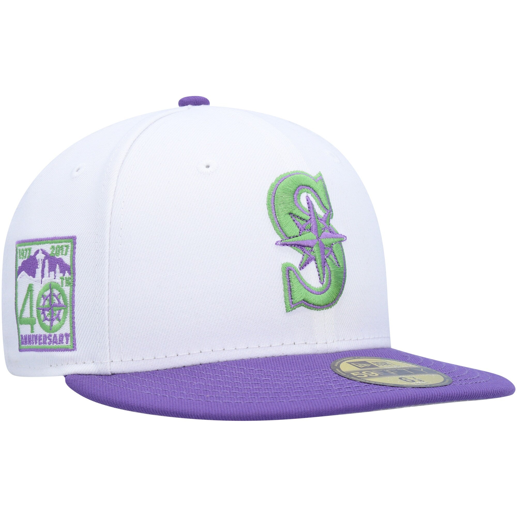 Seattle Mariners New Era 40th Anniversary Side Patch 59FIFTY Fitted Hat - White