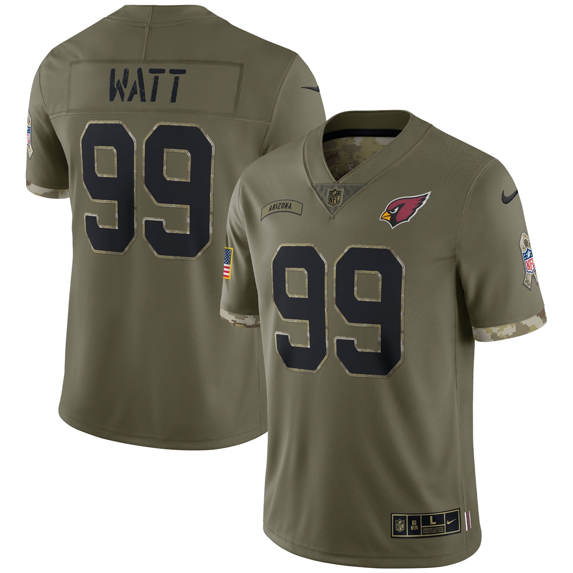 Men s Nike J.J. Watt Olive Arizona Cardinals 2022 Salute To Service Limited Jersey