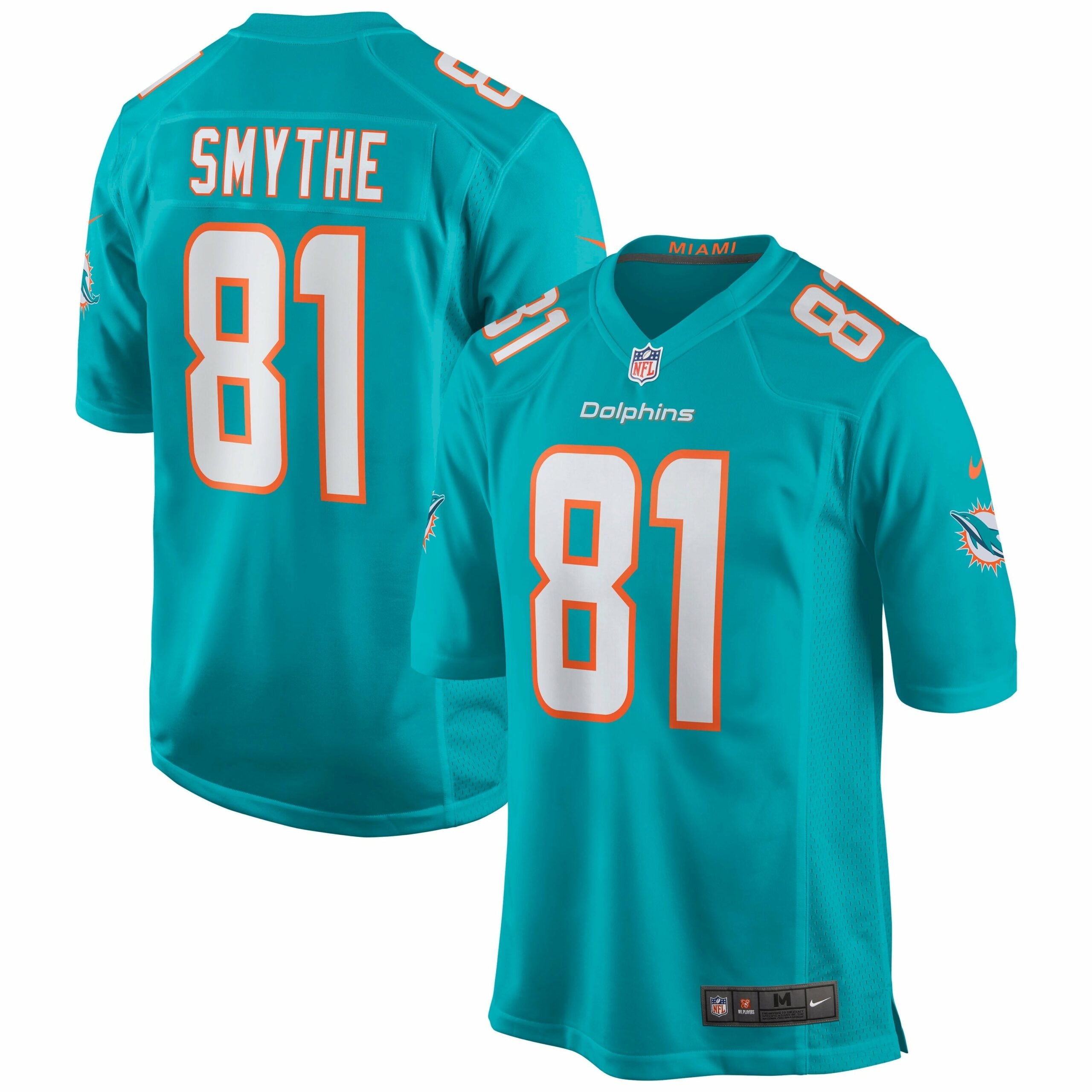 Men s Nike Durham Smythe Aqua Miami Dolphins Game Jersey