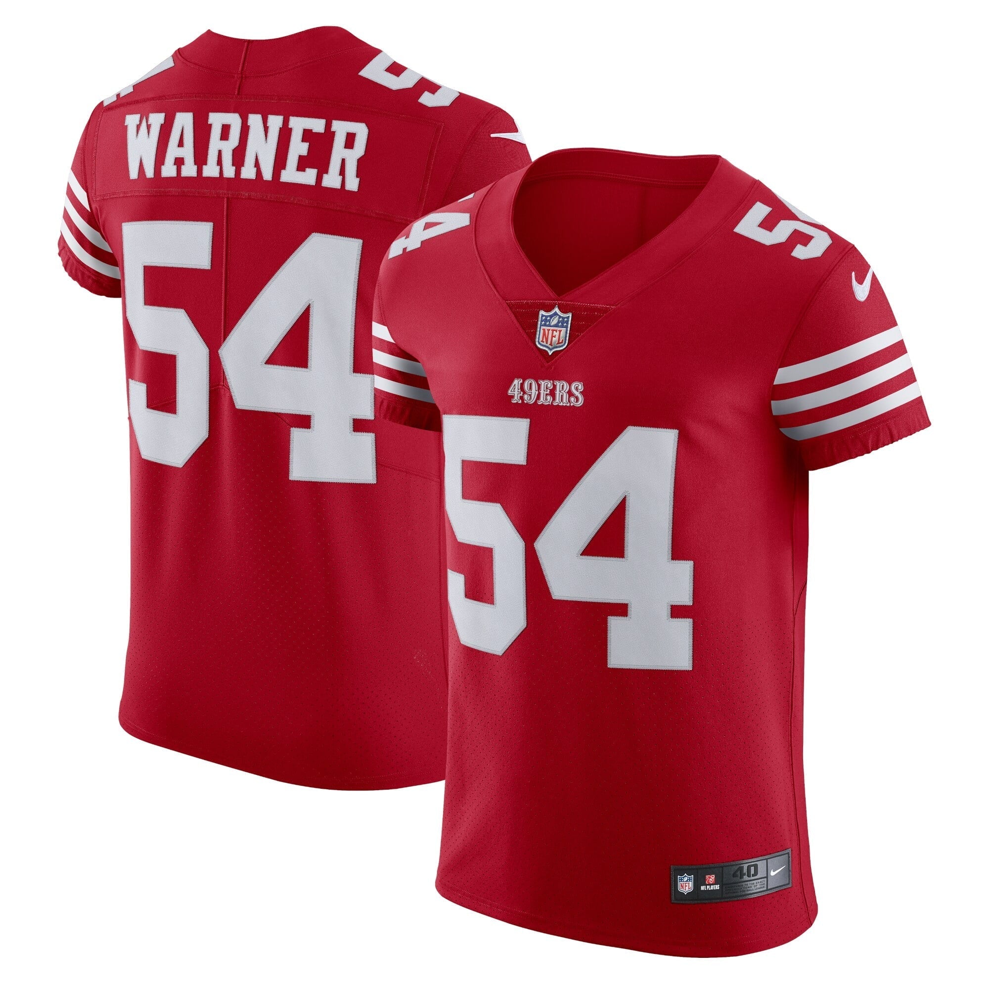 Men s Nike Fred Warner Scarlet San Francisco 49ers Vapor Elite Jersey