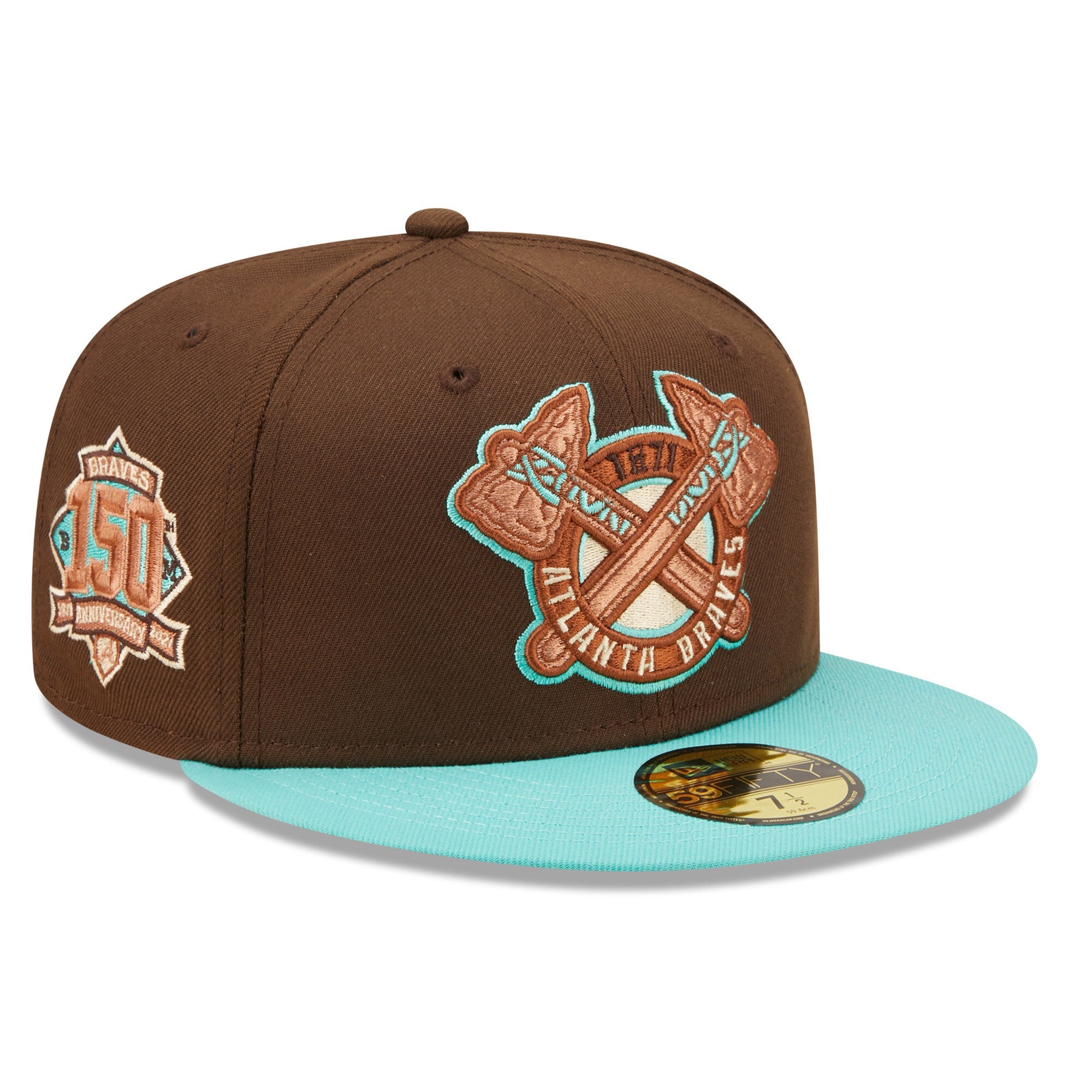 Atlanta Braves New Era 150th Anniversary Walnut Mint 59FIFTY Fitted Hat - Brown/Mint
