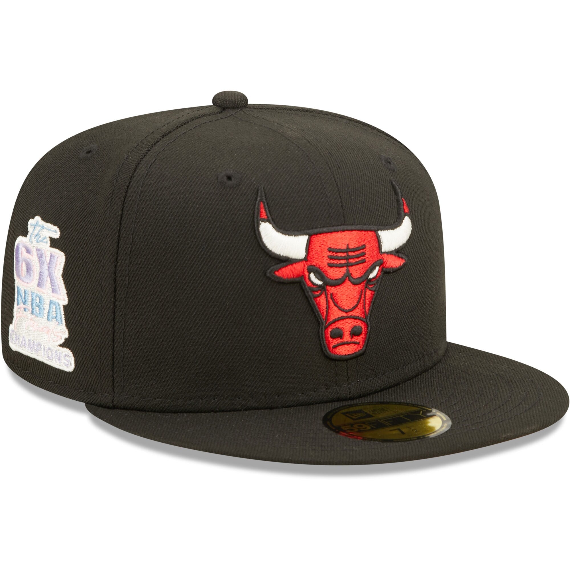 Chicago Bulls New Era 6x NBA Finals Champions Pop Sweat 59FIFTY Fitted Hat - Black
