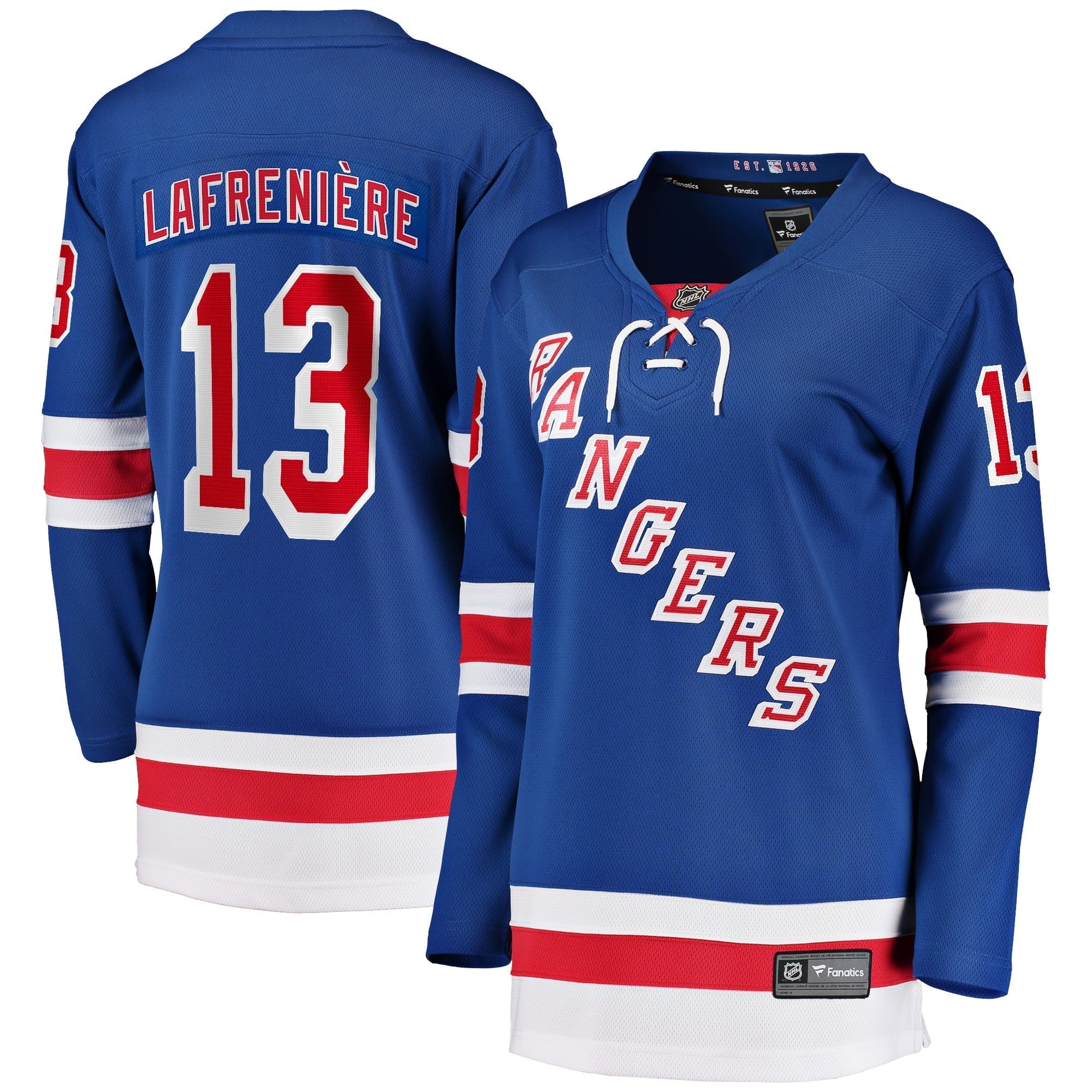 Women's Fanatics Branded Alexis Lafreniere Blue New York Rangers Home Premier Breakaway Player Jersey