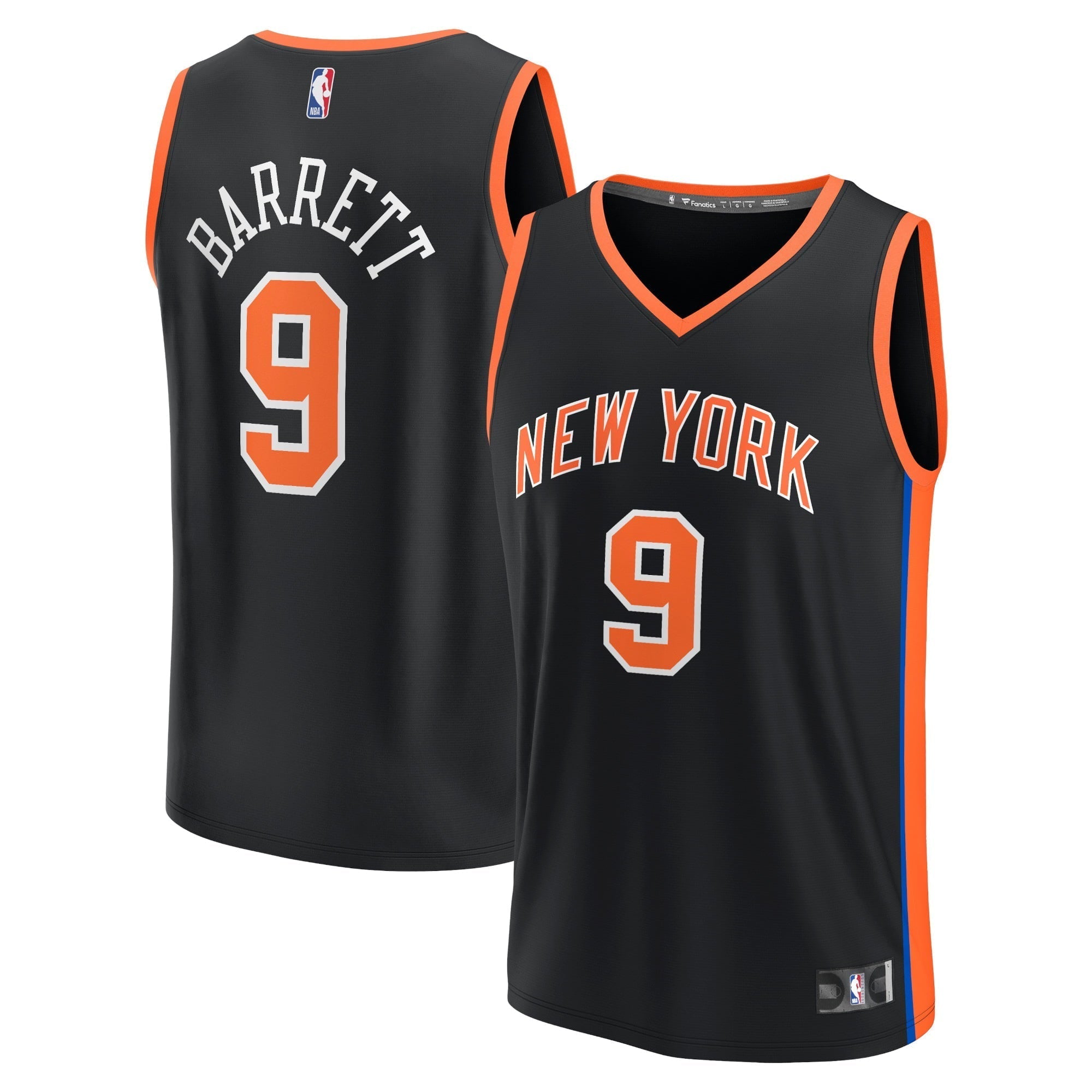 Youth Fanatics Branded RJ Barrett Black New York Knicks 2022/23 Fastbreak Jersey - City Edition