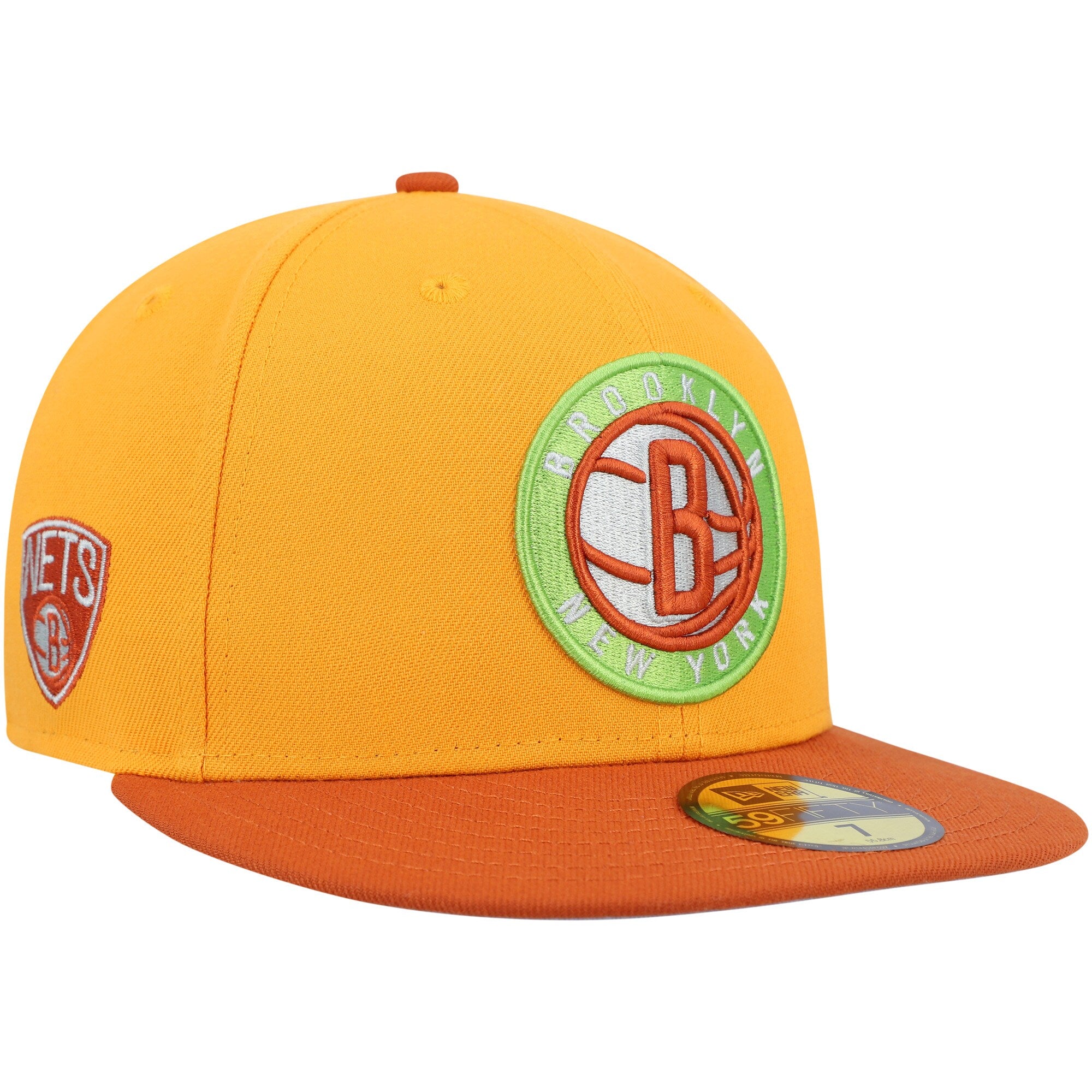 Brooklyn Nets New Era 59FIFTY Fitted Hat - Gold/Rust