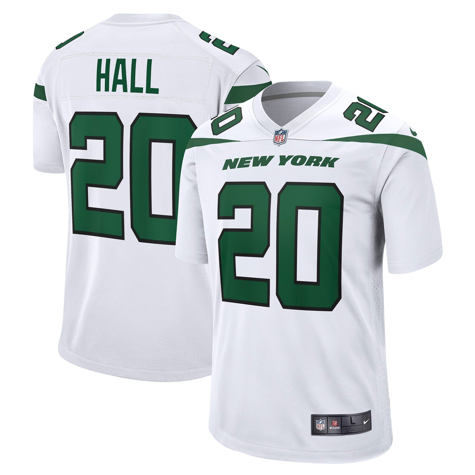 Men s Nike Breece Hall White New York Jets Away Game Player Jersey