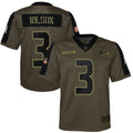 Youth Nike Russell Wilson Olive Seattle Seahawks 2021 Salute To Service Game Jersey