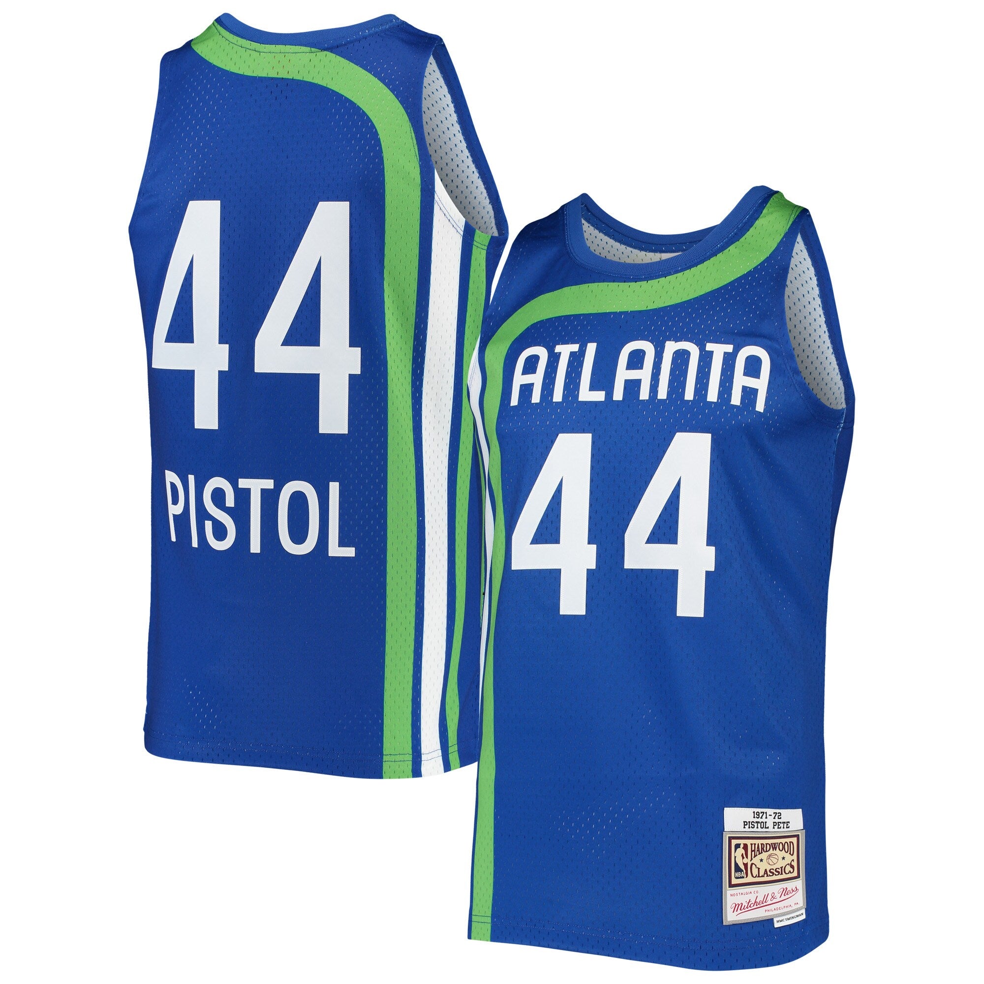 Pete Maravich Atlanta Hawks, NBA Jerseys Mitchell & Ness Hardwood Classics Swingman Jersey - Blue