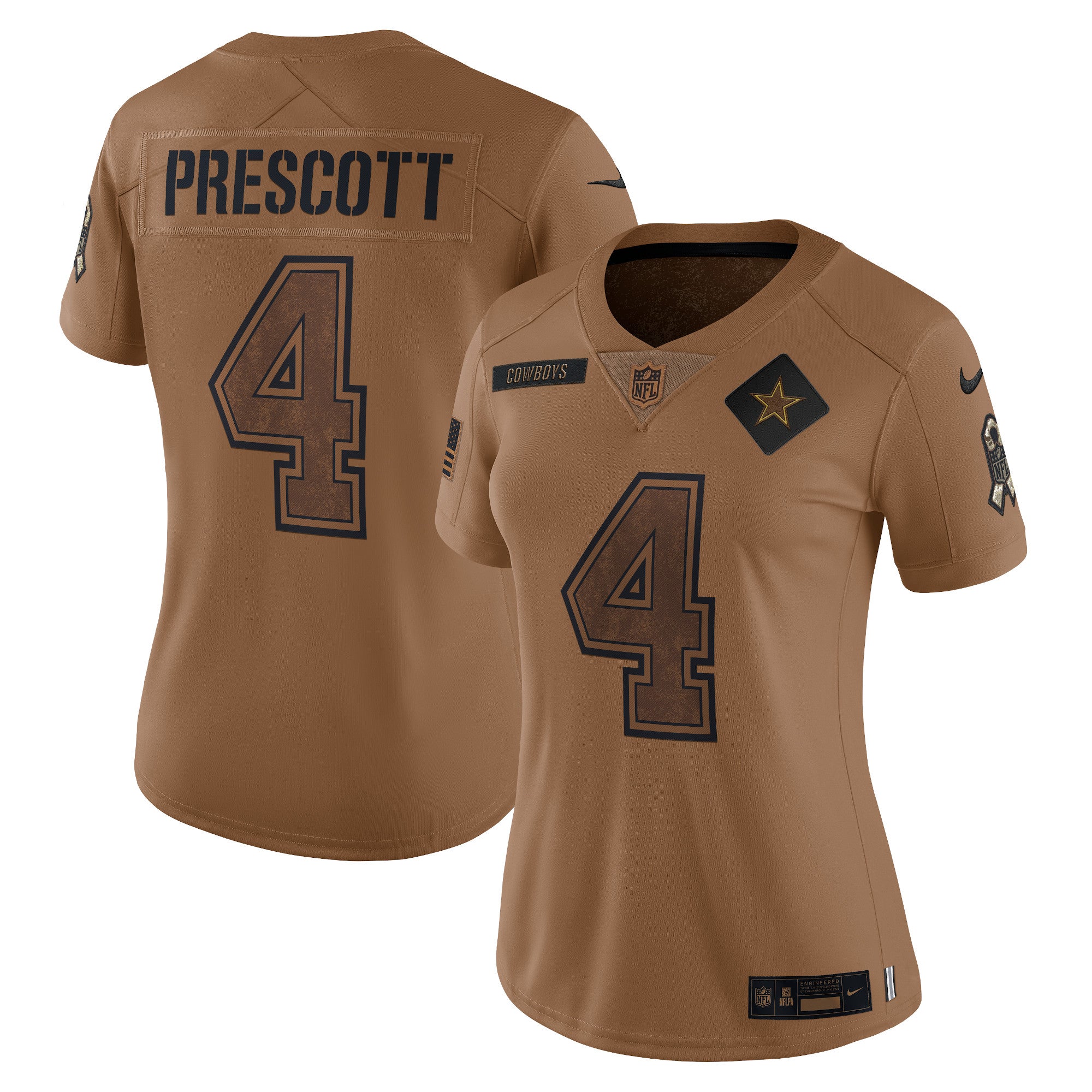 Dak Prescott Dallas Cowboys Nike Women s 2023 Salute To Service Limited Jersey   Brown