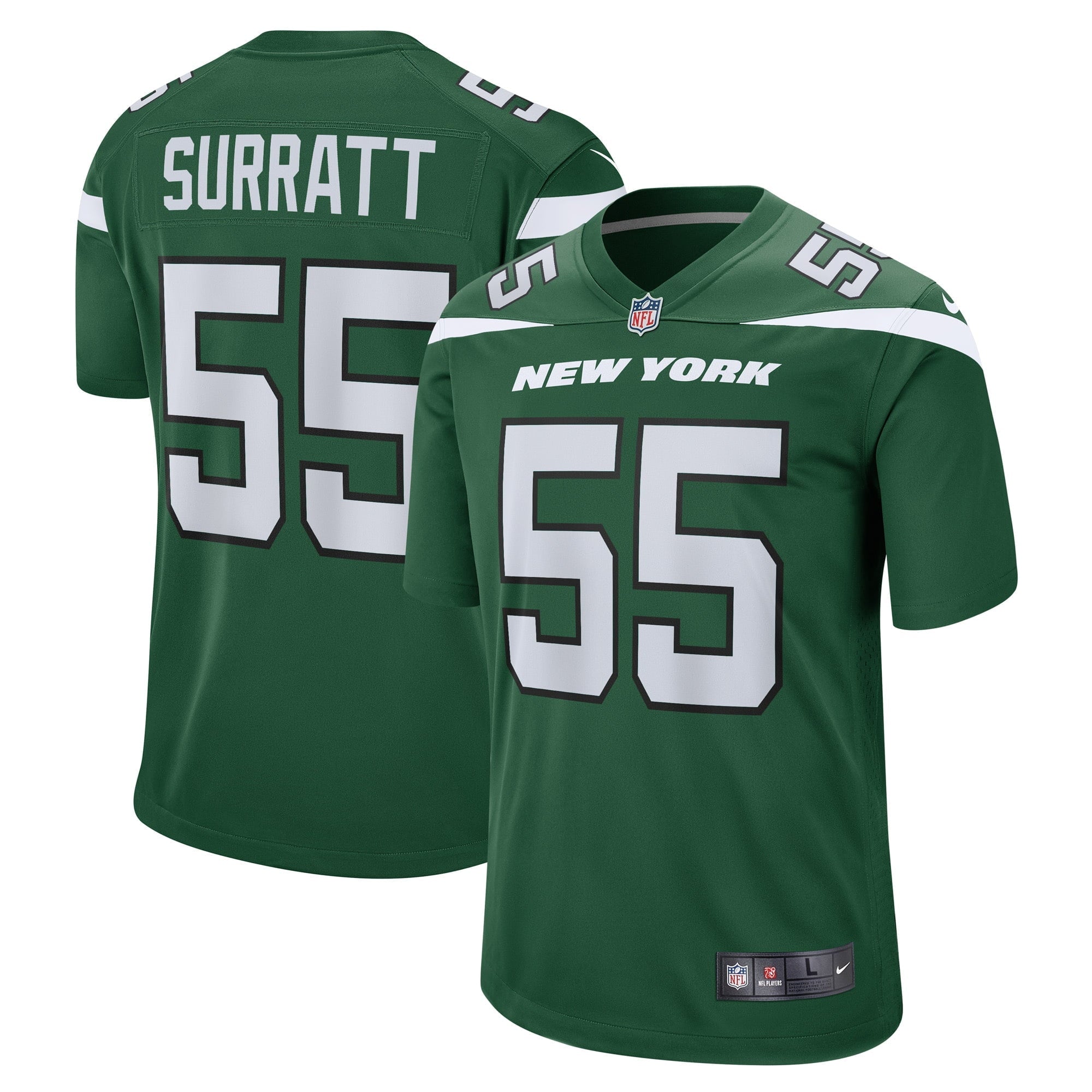 Men s Nike Chazz Surratt Gotham Green New York Jets Game Player Jersey