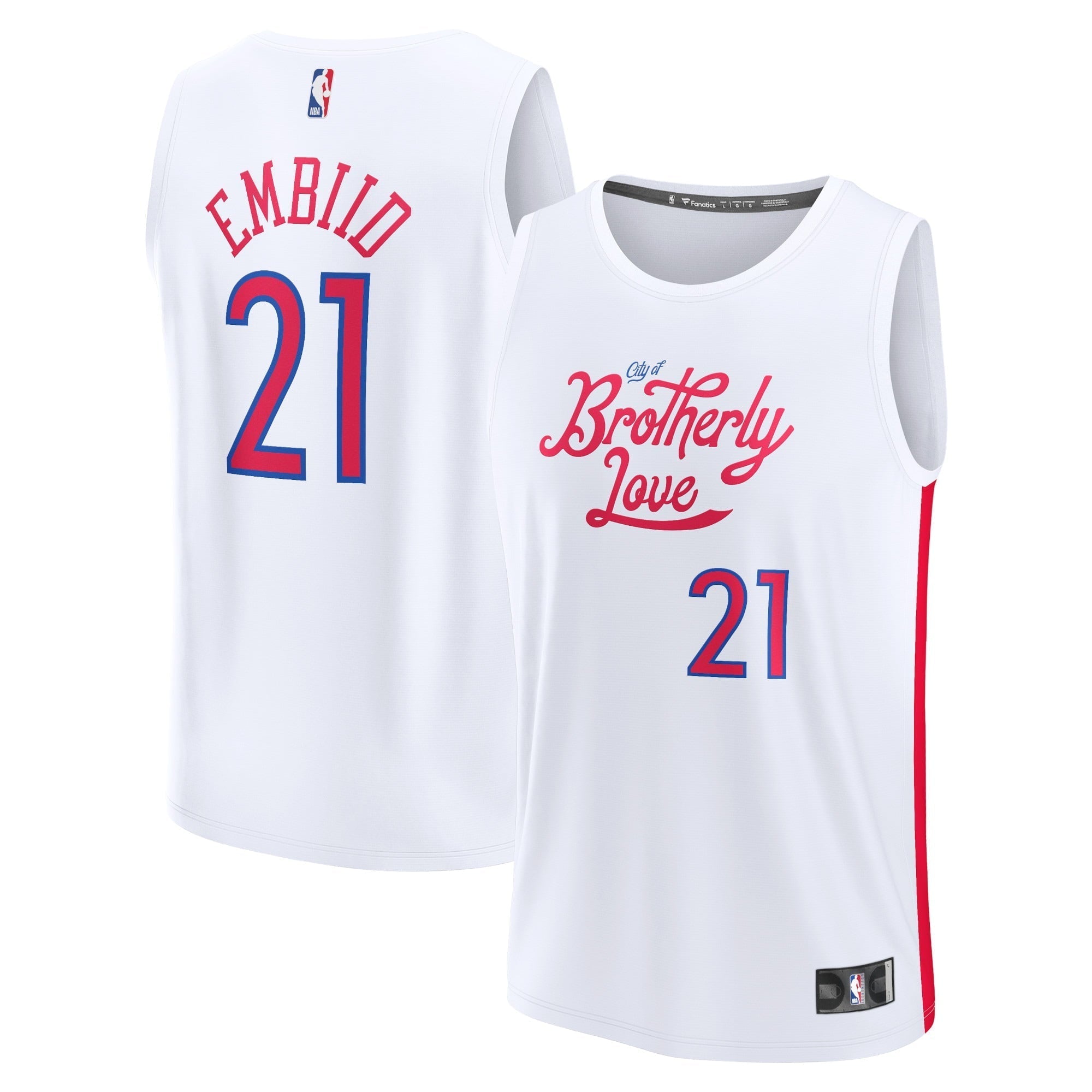 Youth Fanatics Branded Joel Embiid White Philadelphia 76ers 2022/23 Fastbreak Jersey - City Edition