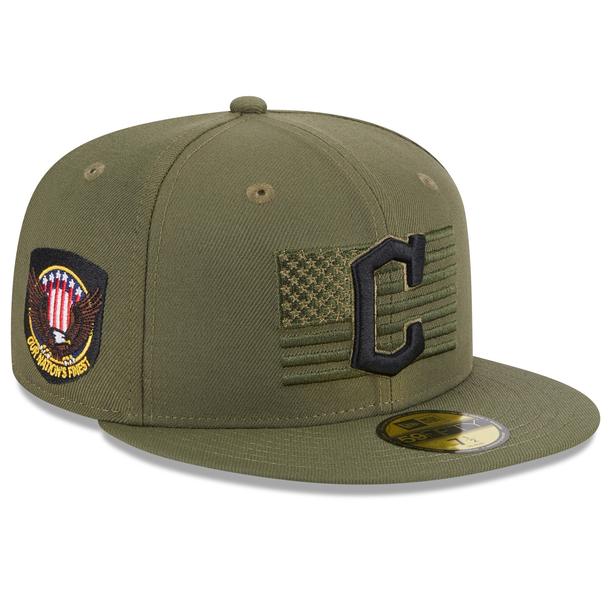 Cleveland Guardians New Era 2023 Armed Forces Day On-Field 59FIFTY Fitted Hat - Green