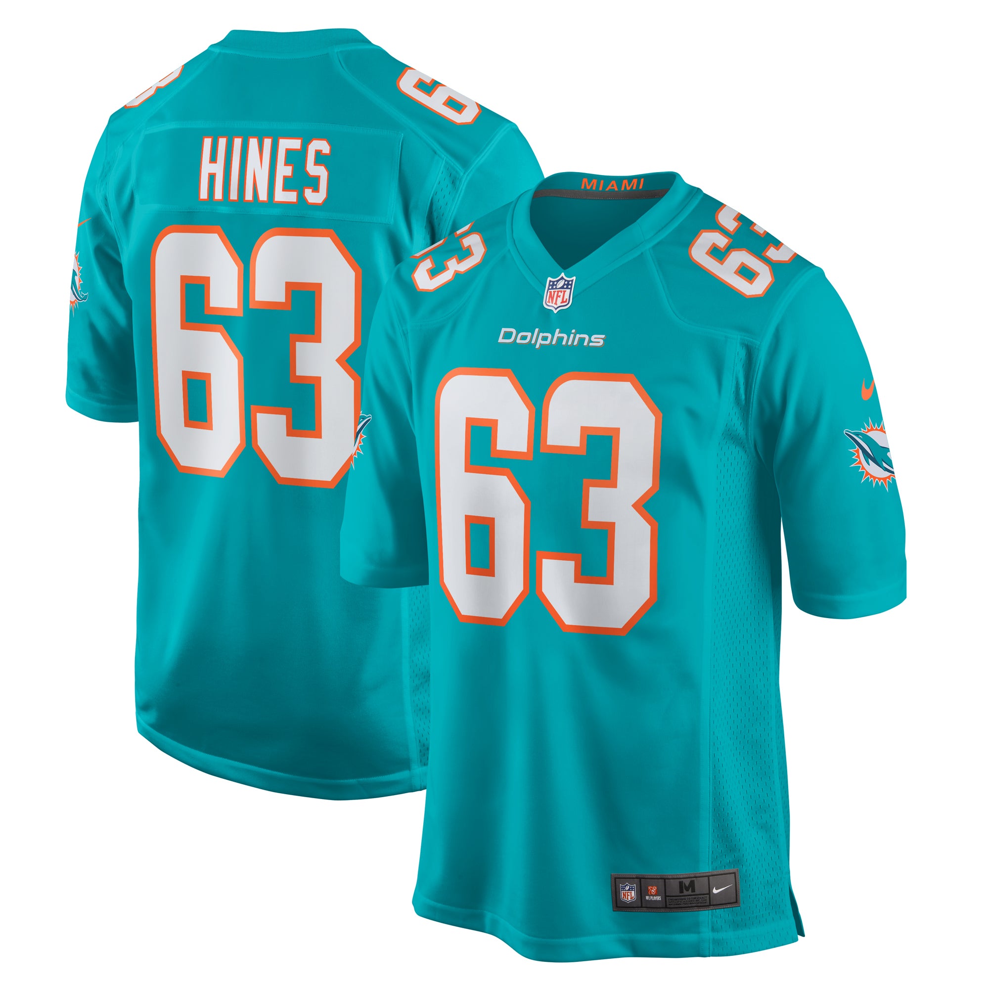 Chasen Hines Miami Dolphins Nike Team Game Jersey    Aqua