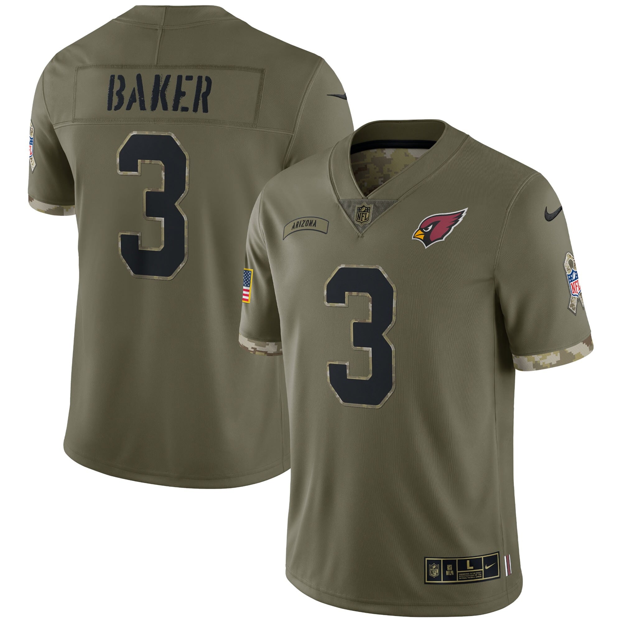 Men s Nike Budda Baker Olive Arizona Cardinals 2022 Salute To Service Limited Jersey