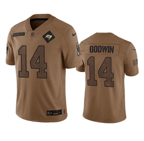 Men s Tampa Bay Buccaneers Chris Godwin 2023 Brown Salute To Service Limited  Stitched Jerseys