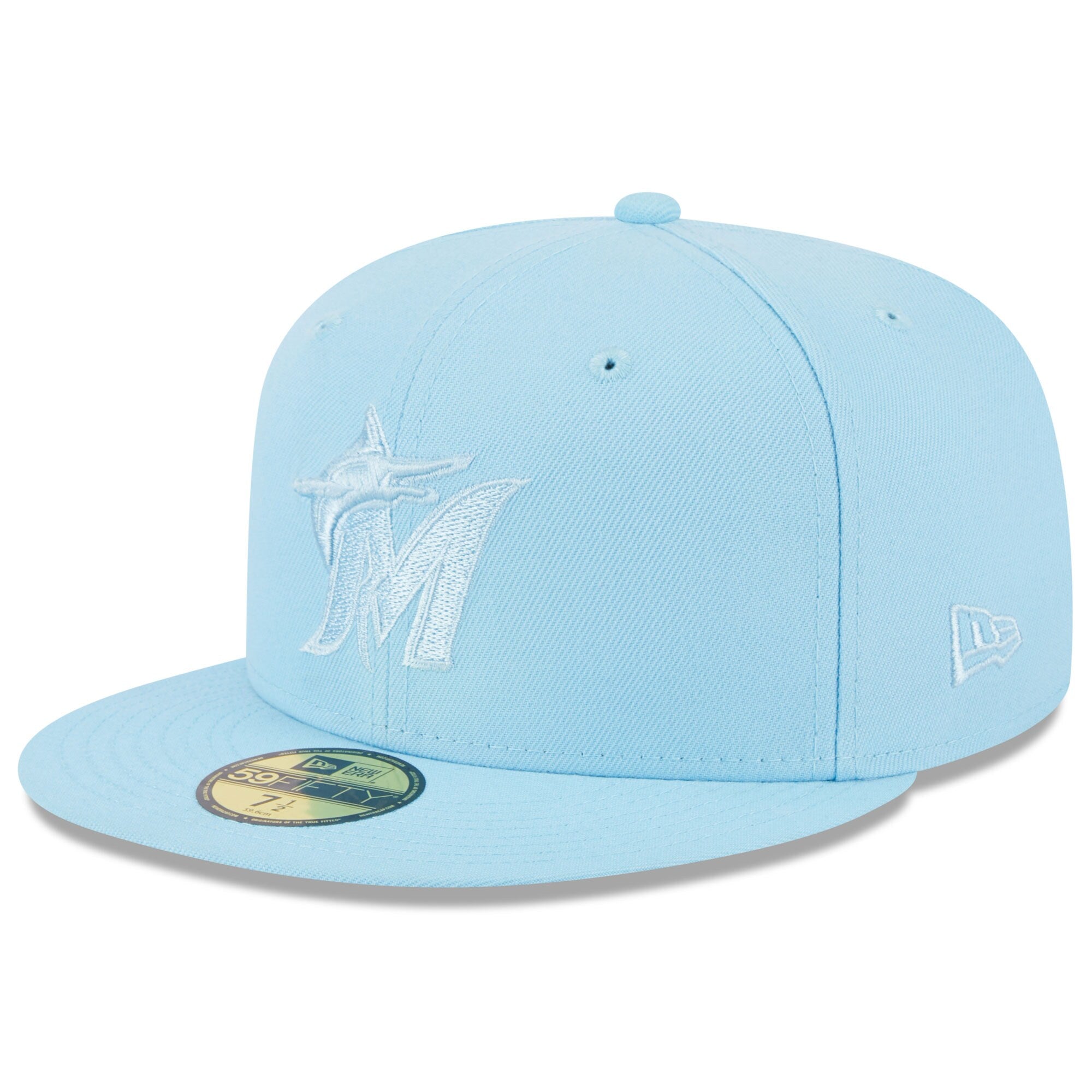 Miami Marlins New Era 2023 Spring Color Basic 59FIFTY Fitted Hat - Light Blue