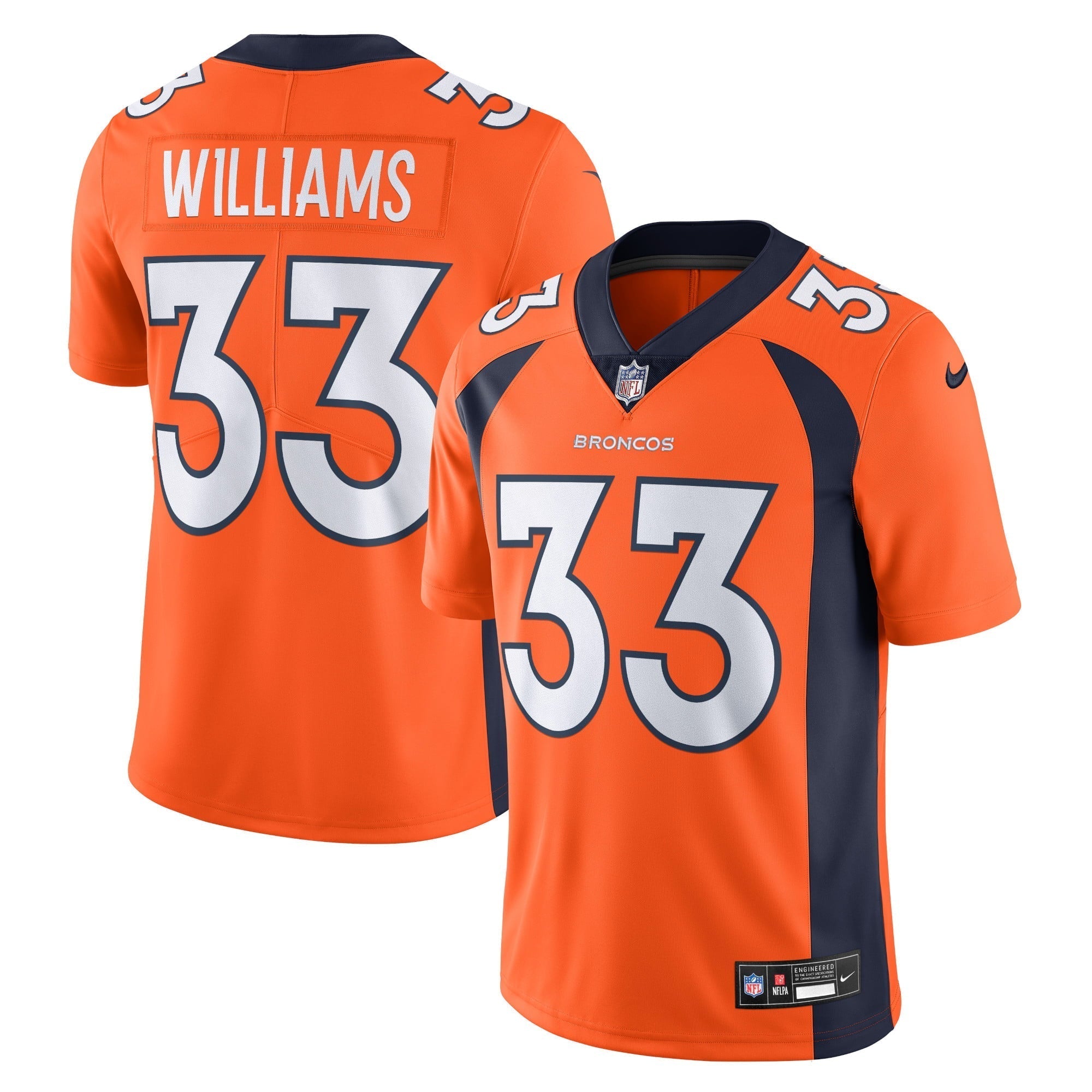 Men s Nike Javonte Williams Orange Denver Broncos  Vapor Untouchable Limited Jersey