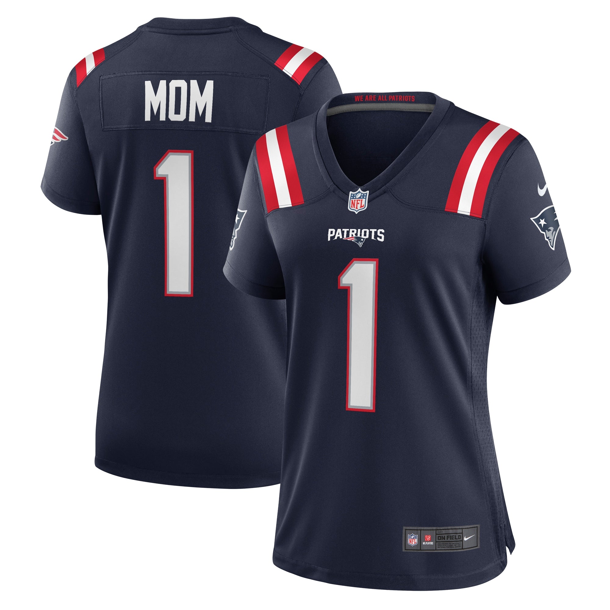 Number 1 Mom New England Patriots Nike Women s Game Jersey   Navy