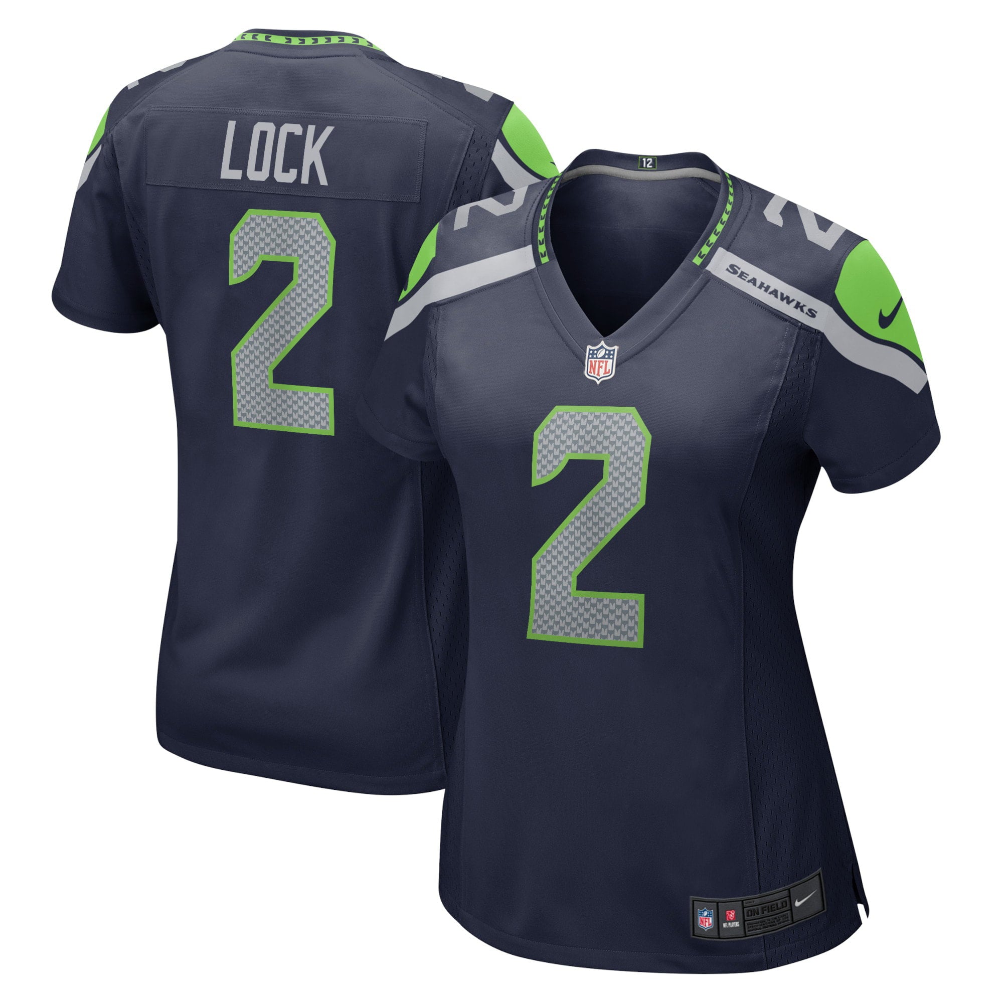 Women s Nike Drew Lock College Navy Seattle Seahawks Game Jersey