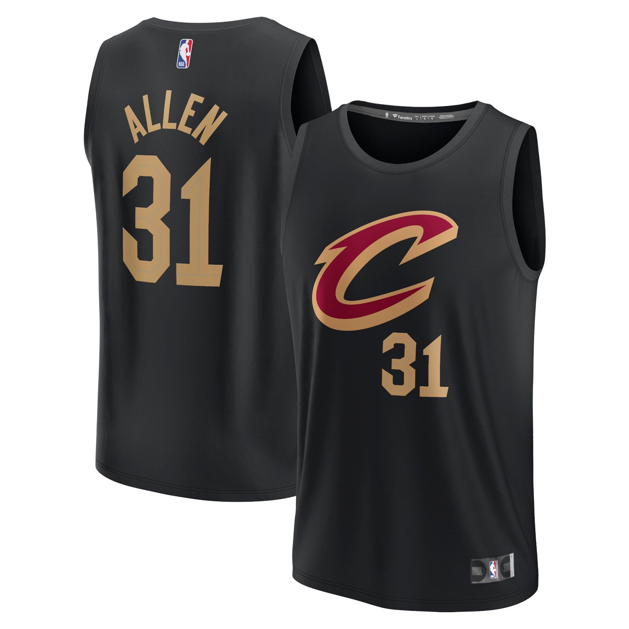 Jarrett Allen Cleveland Cavaliers Fanatics Branded 2022/23 Fast Break Replica Jersey - Statement Edition - Black