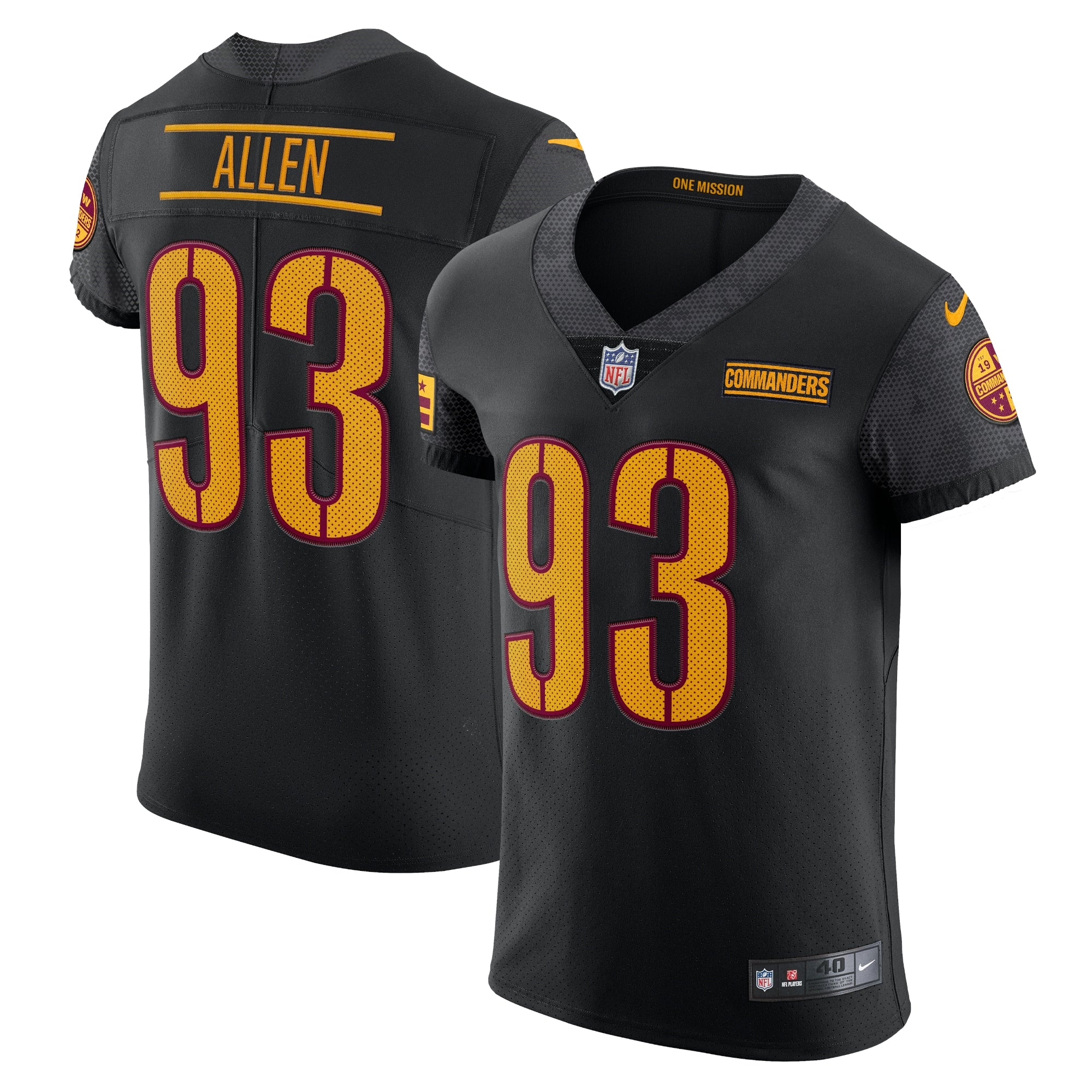 Jonathan Allen Washington Commanders Nike Alternate Vapor Elite Jersey   Black