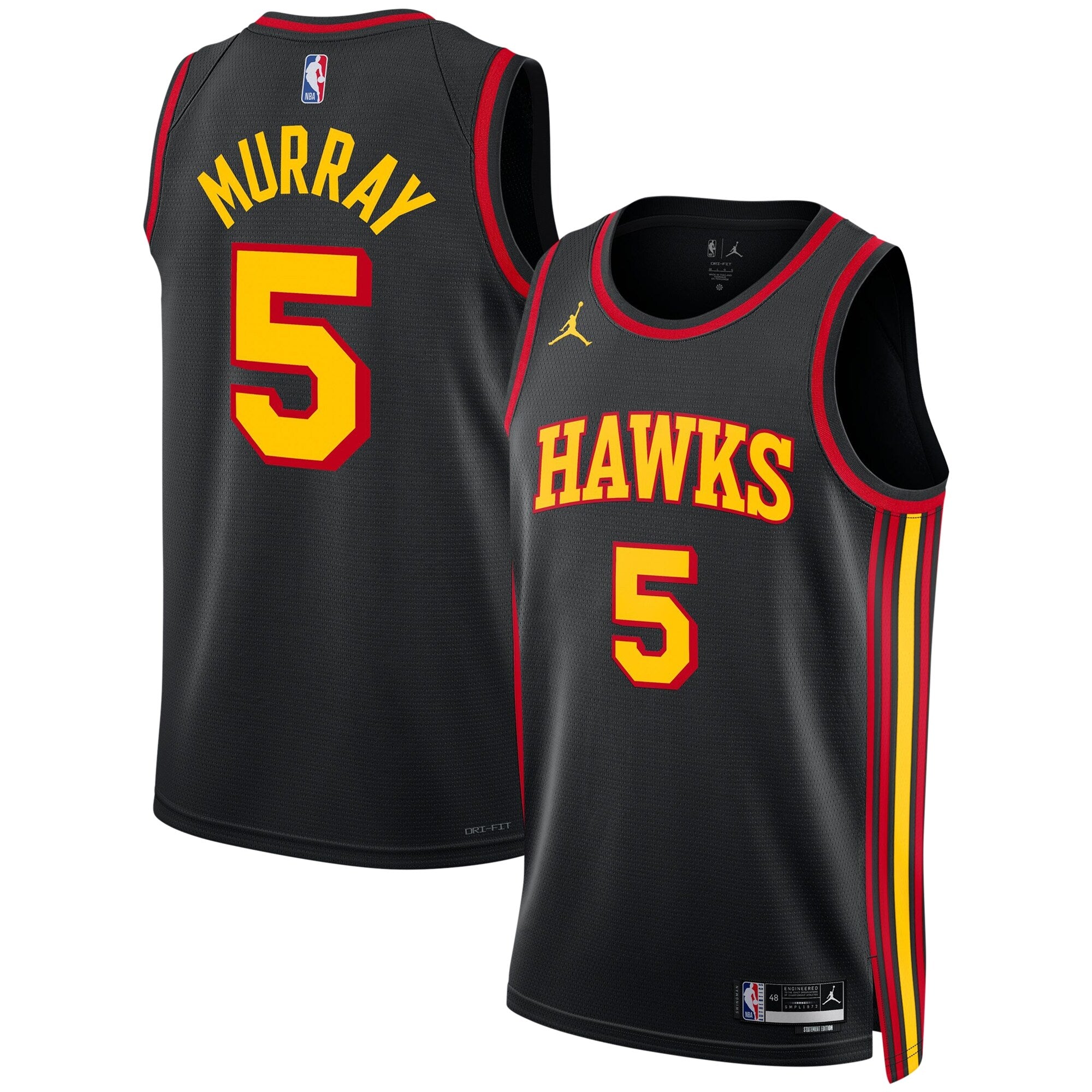 Dejounte Murray Atlanta Hawks, NBA Jerseys Jordans Brand Unisex Swingman Jersey - Statement Edition - Black