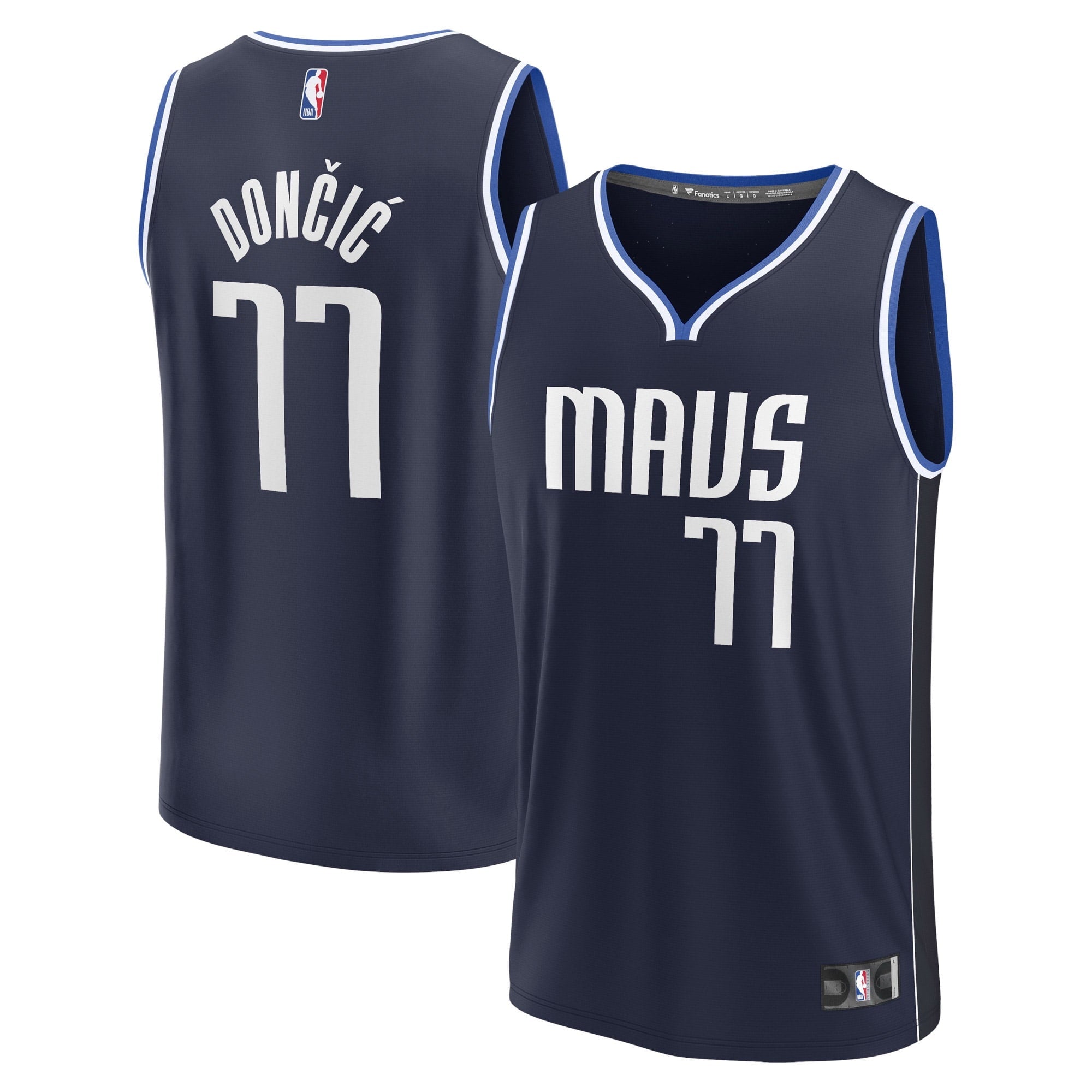 Youth Fanatics Branded Luka Doncic Navy Dallas Mavericks Fast Break Player Jersey - Statement Edition