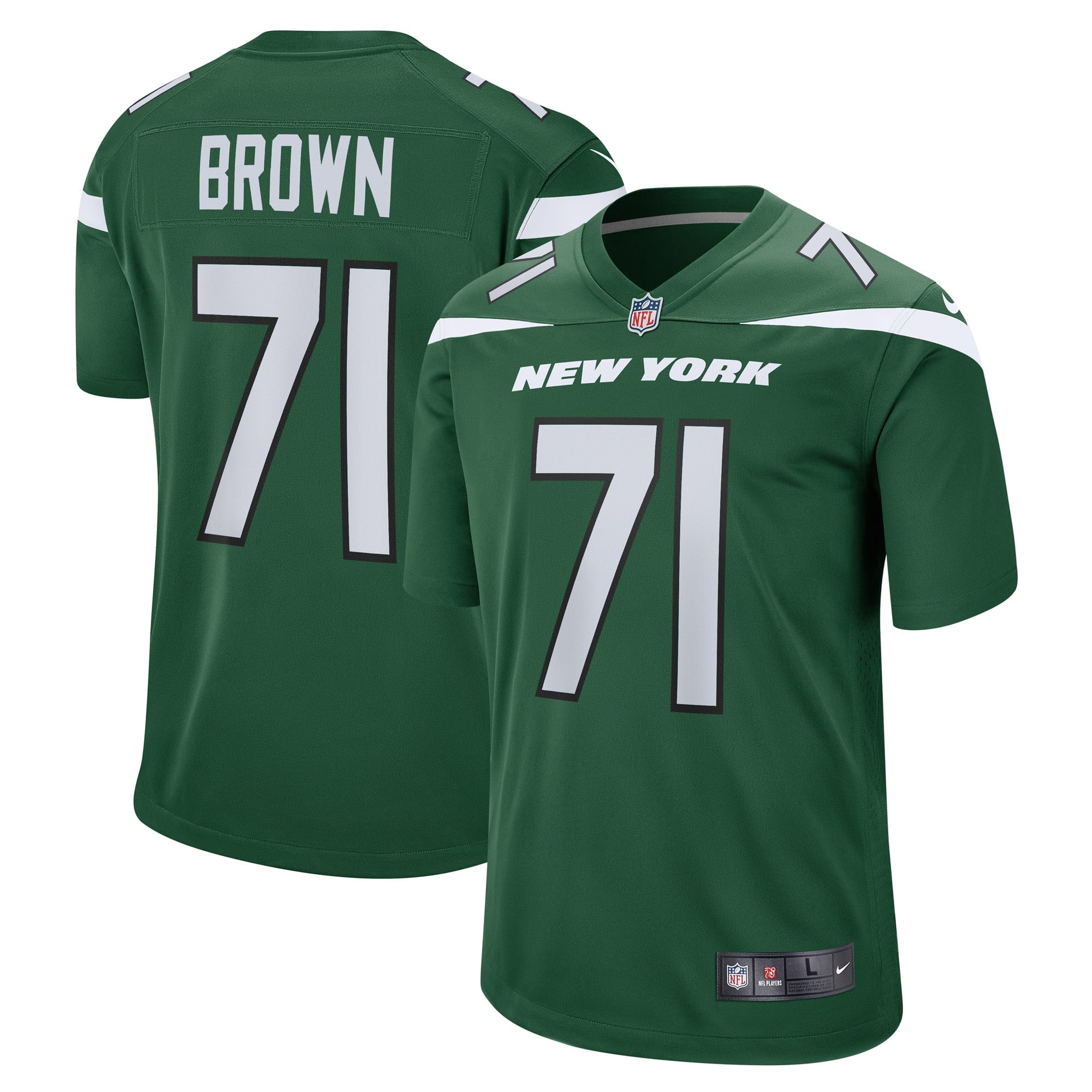 Men s Nike Duane Brown Gotham Green New York Jets Game Player Jersey