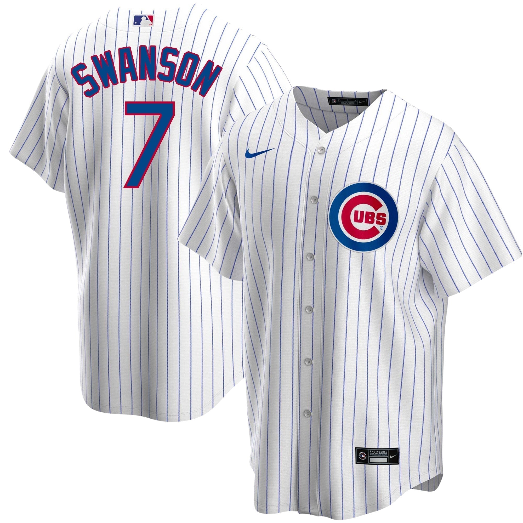 Dansby Swanson Chicago Cubs Home Pinstripe Nike Men's Replica Jersey
