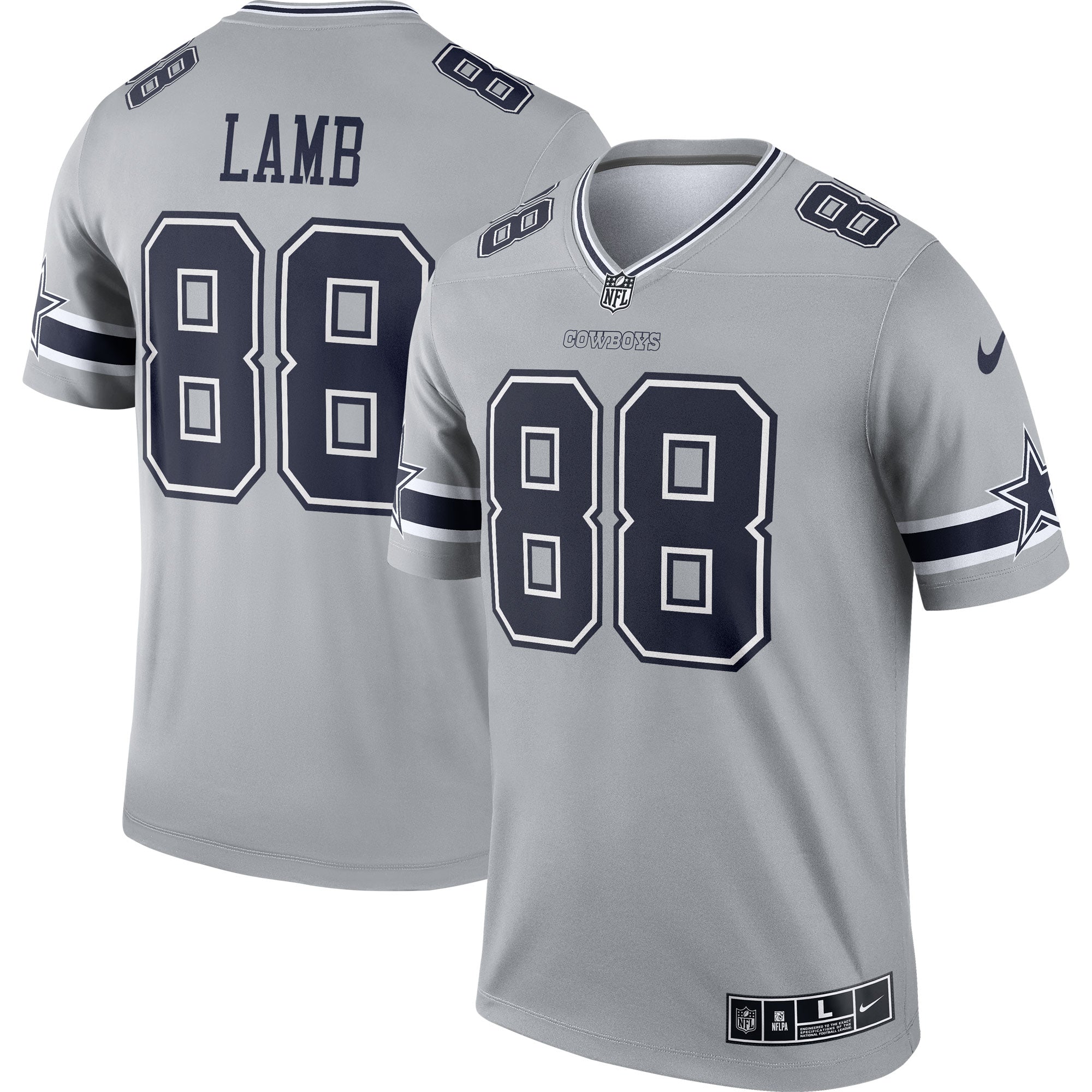 CeeDee Lamb Dallas Cowboys Nike Inverted Legend Jersey   Gray