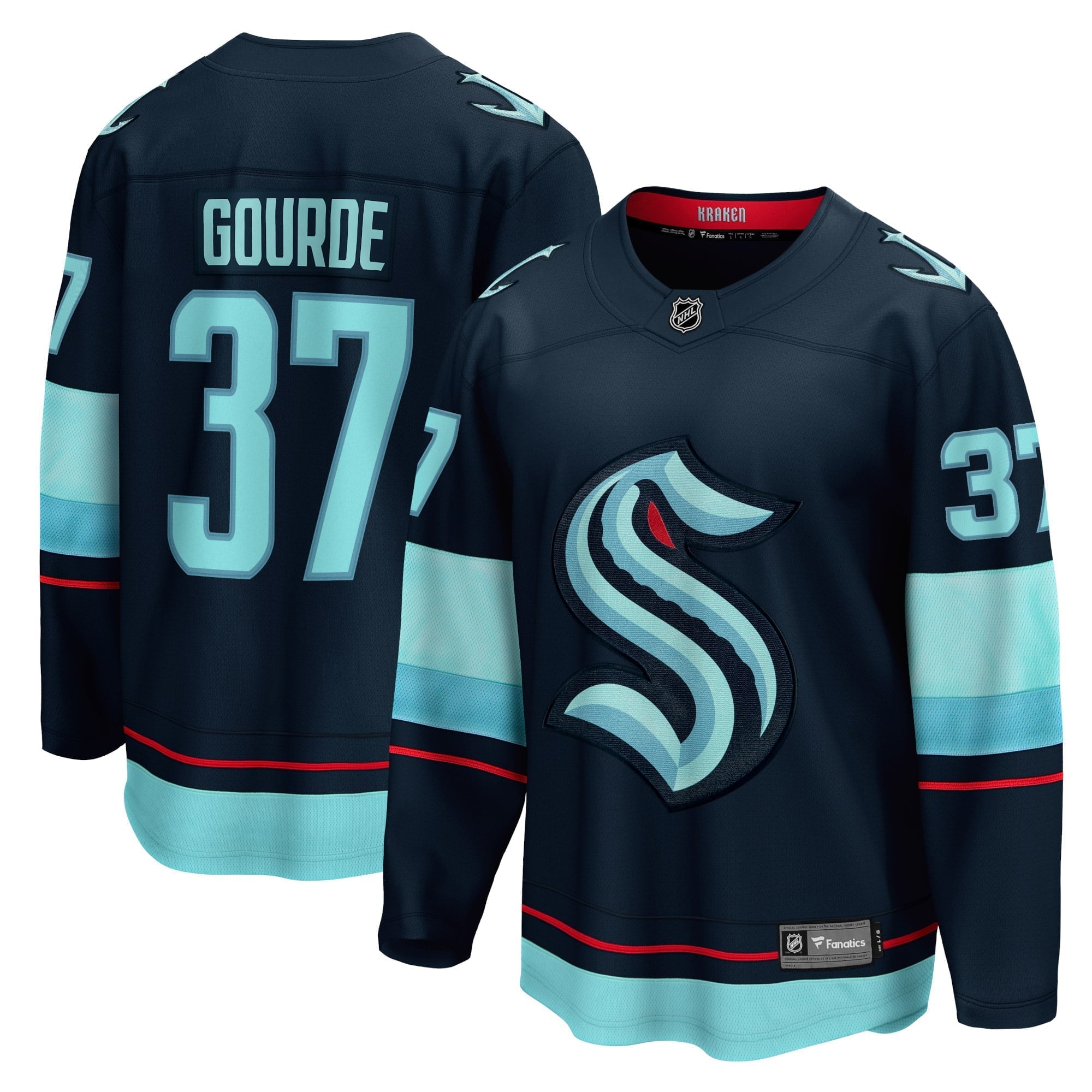 Men's Fanatics Branded Yanni Gourde Deep Sea Blue Seattle Kraken Home Premier Breakaway Player Jersey