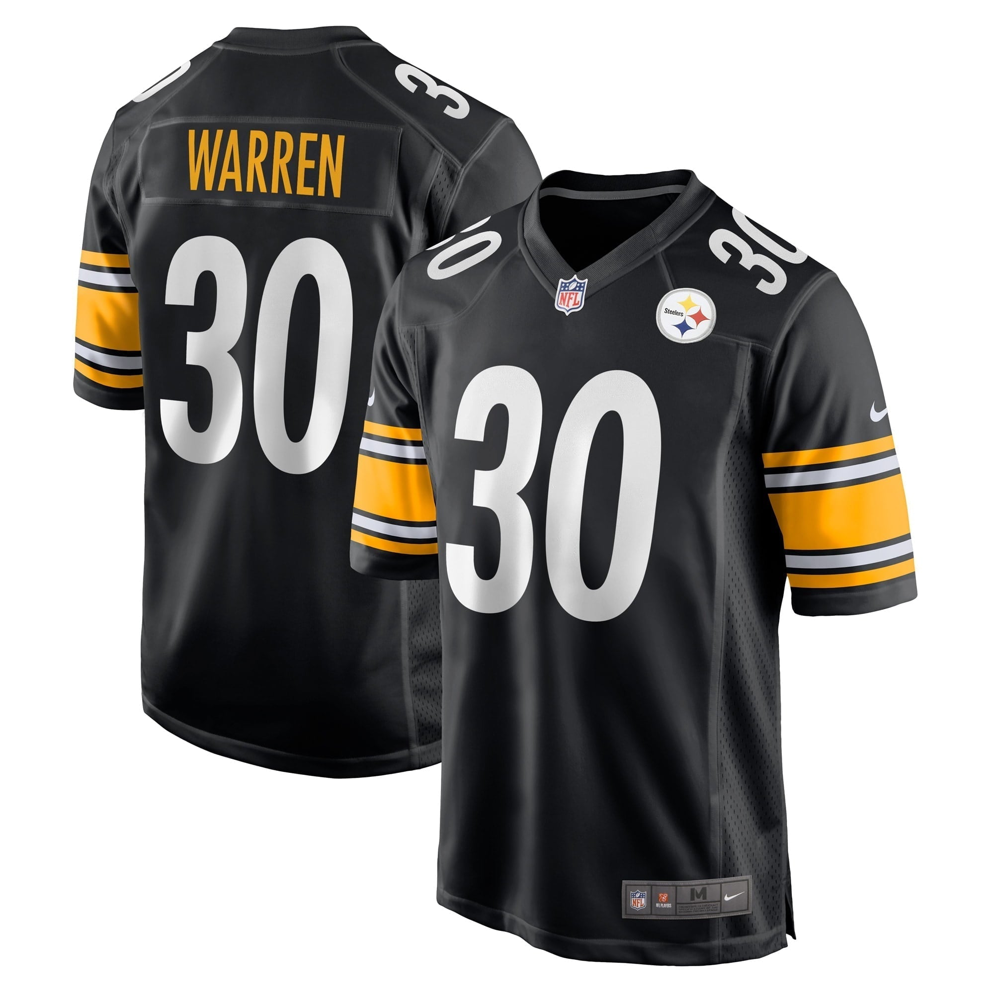 Men s Nike Jaylen Warren Black Pittsburgh Steelers Game Player Jersey