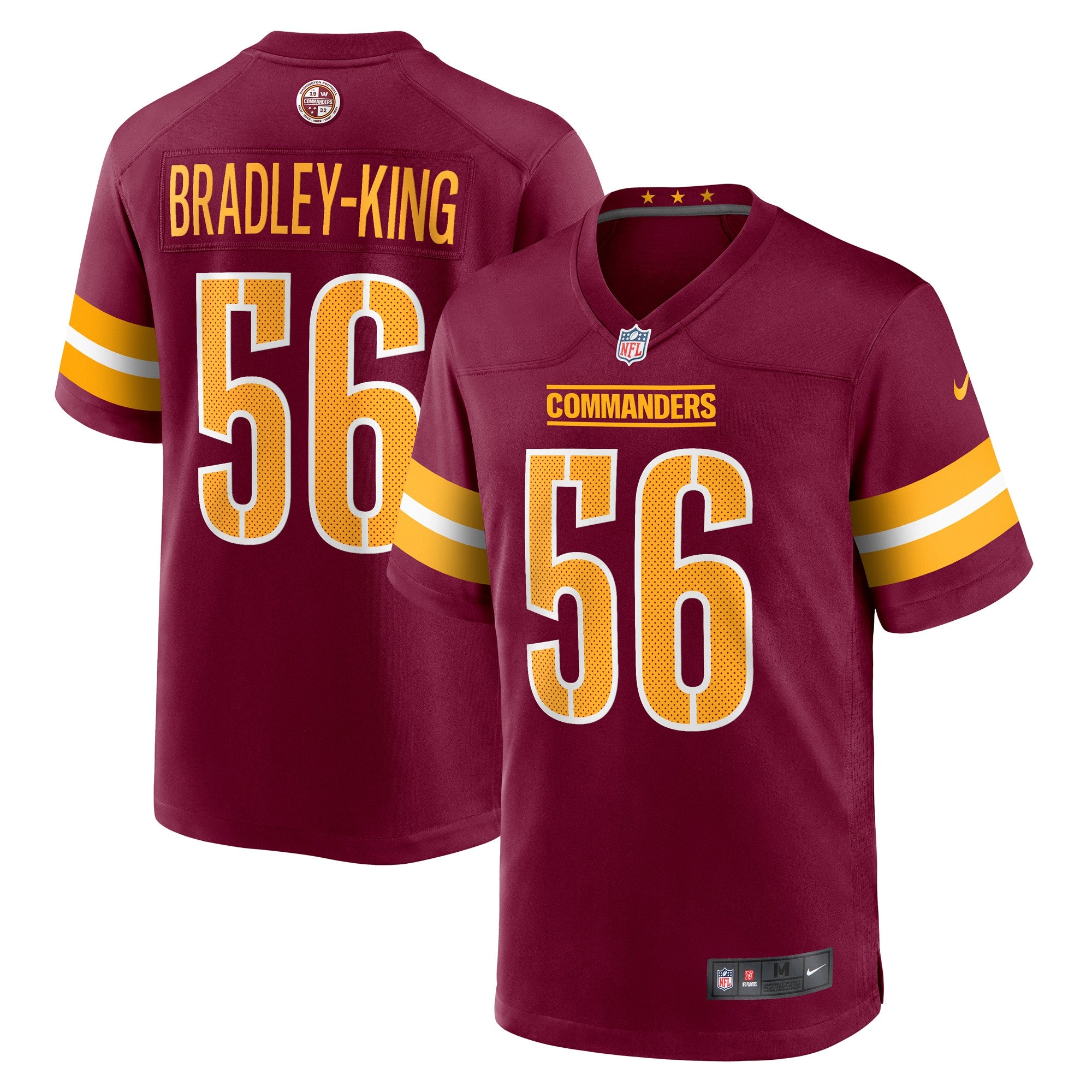 Will Bradley-King Washington Commanders Nike Game Player Jersey   Burgundy