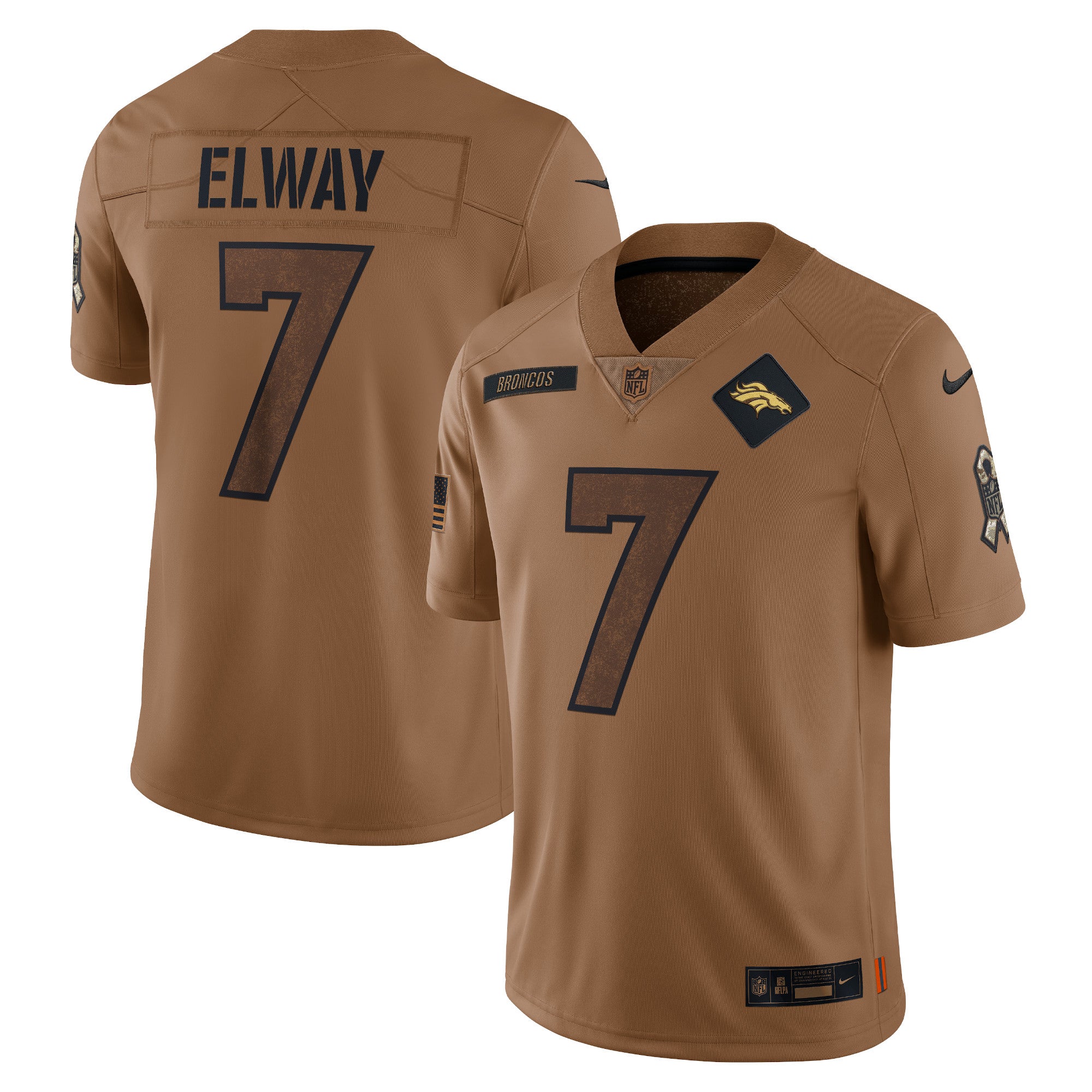John Elway Denver Broncos Nike 2023 Salute To Service Retired Player Limited Jersey   Brown