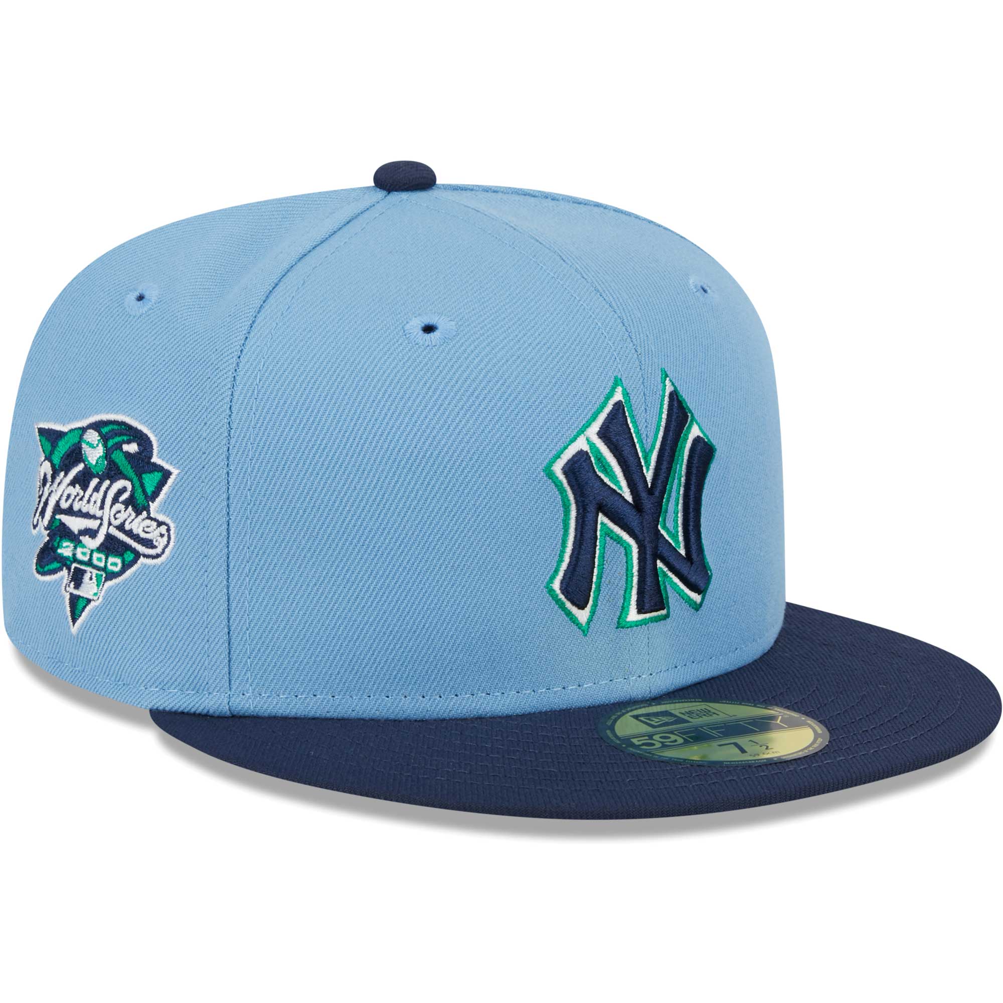 New York Yankees New Era Green Undervisor 59FIFTY Fitted Hat - Light Blue/Navy