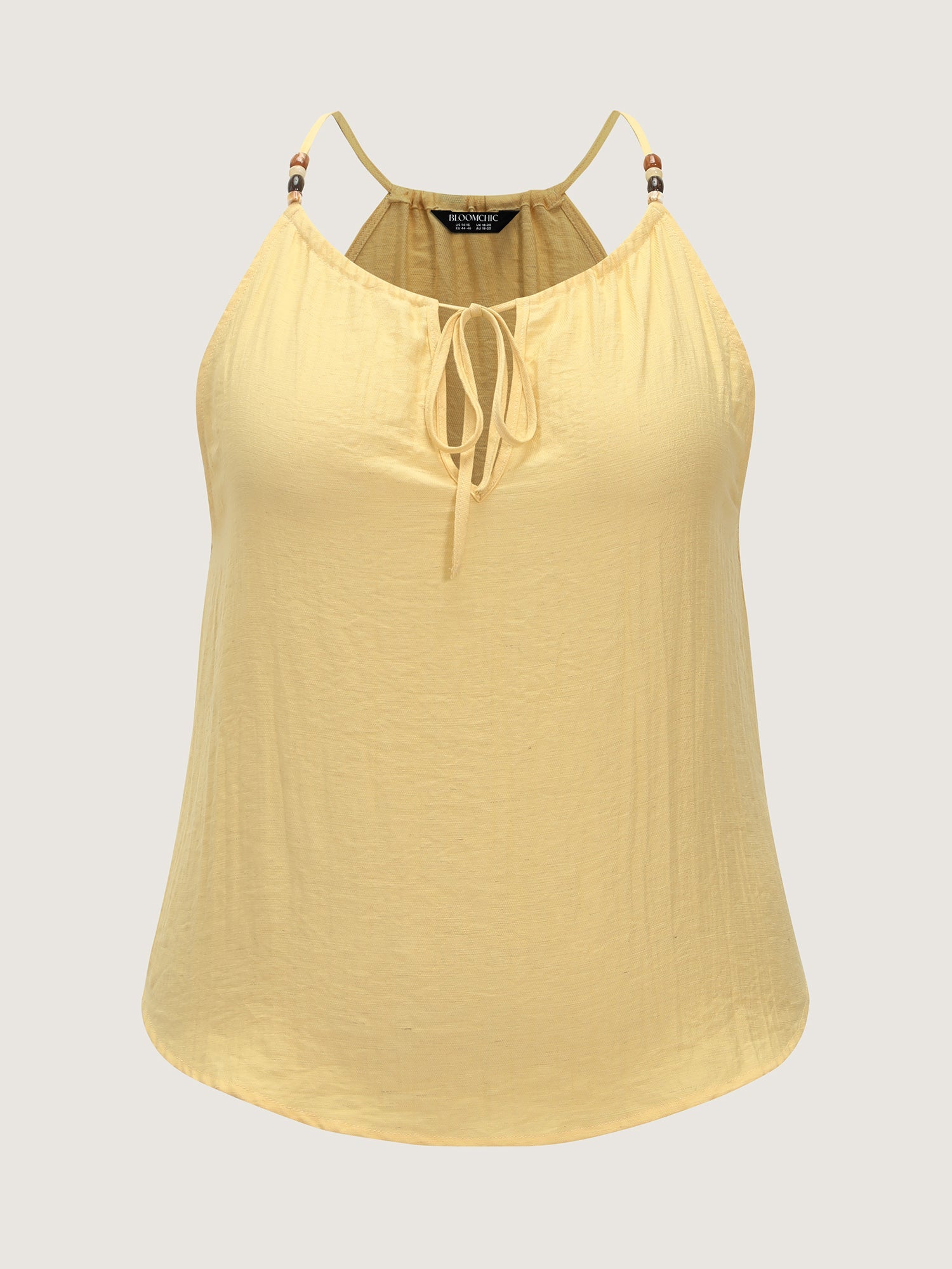 Linen Blend Halter Neckline Tank Top