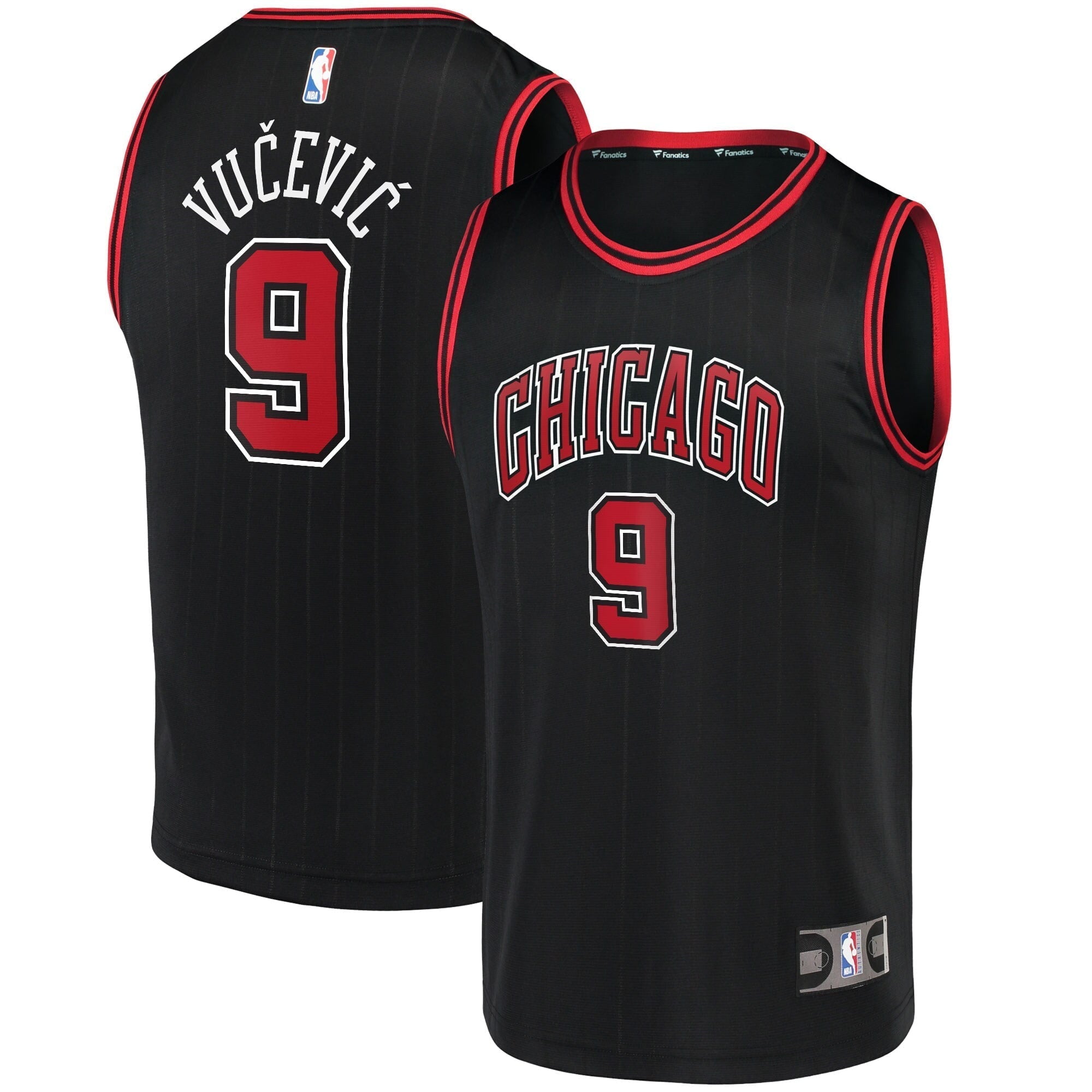 Men's Fanatics Branded Nikola Vucevic Black Chicago Bulls Fast Break Replica Player Jersey - Statement Edition