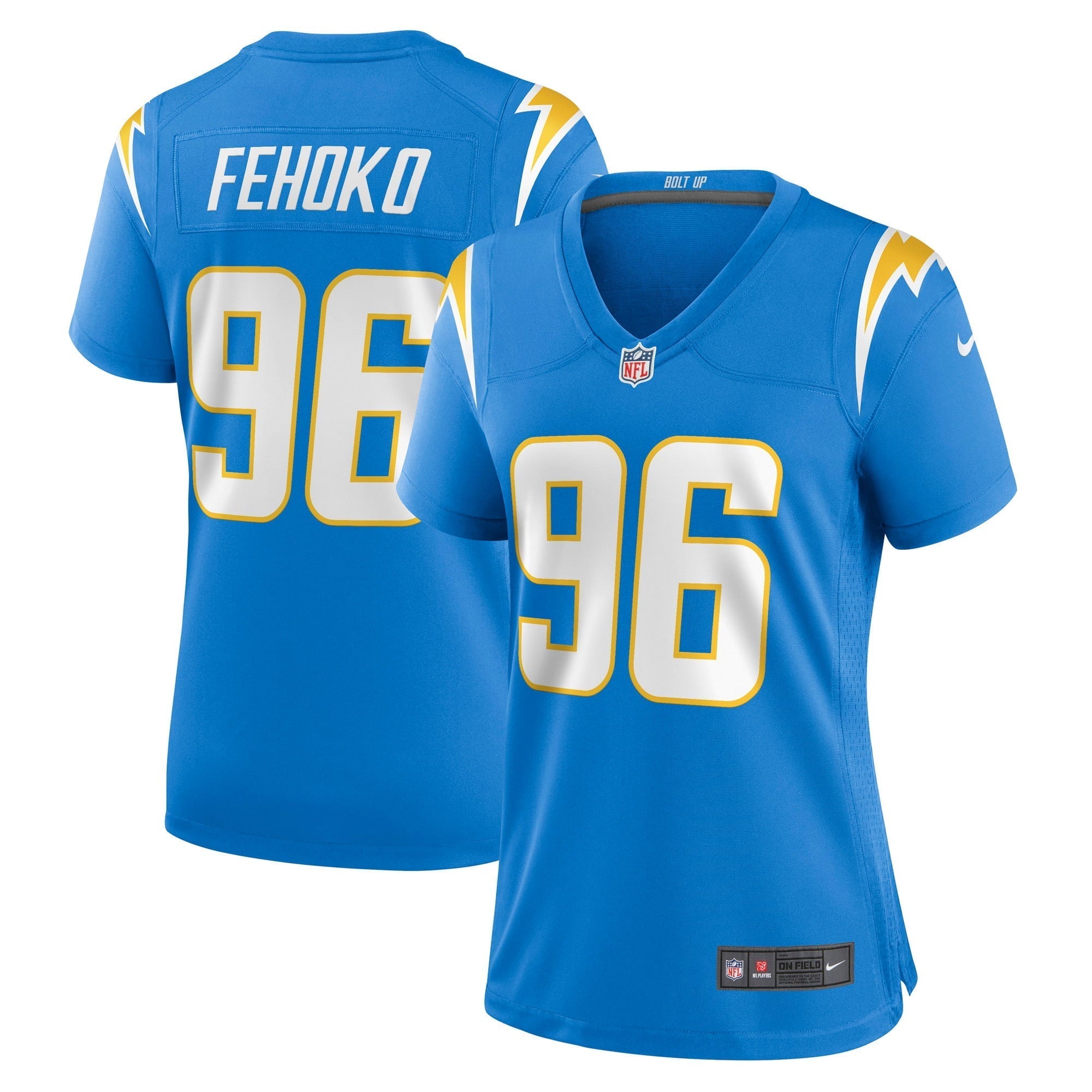 Women s Nike Breiden Fehoko Powder Blue Los Angeles Chargers Game Player Jersey