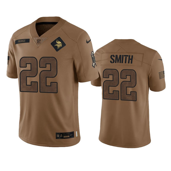 Men s Minnesota Vikings  Harrison Smith 2023 Brown Salute To Service Limited Stitched Jersey