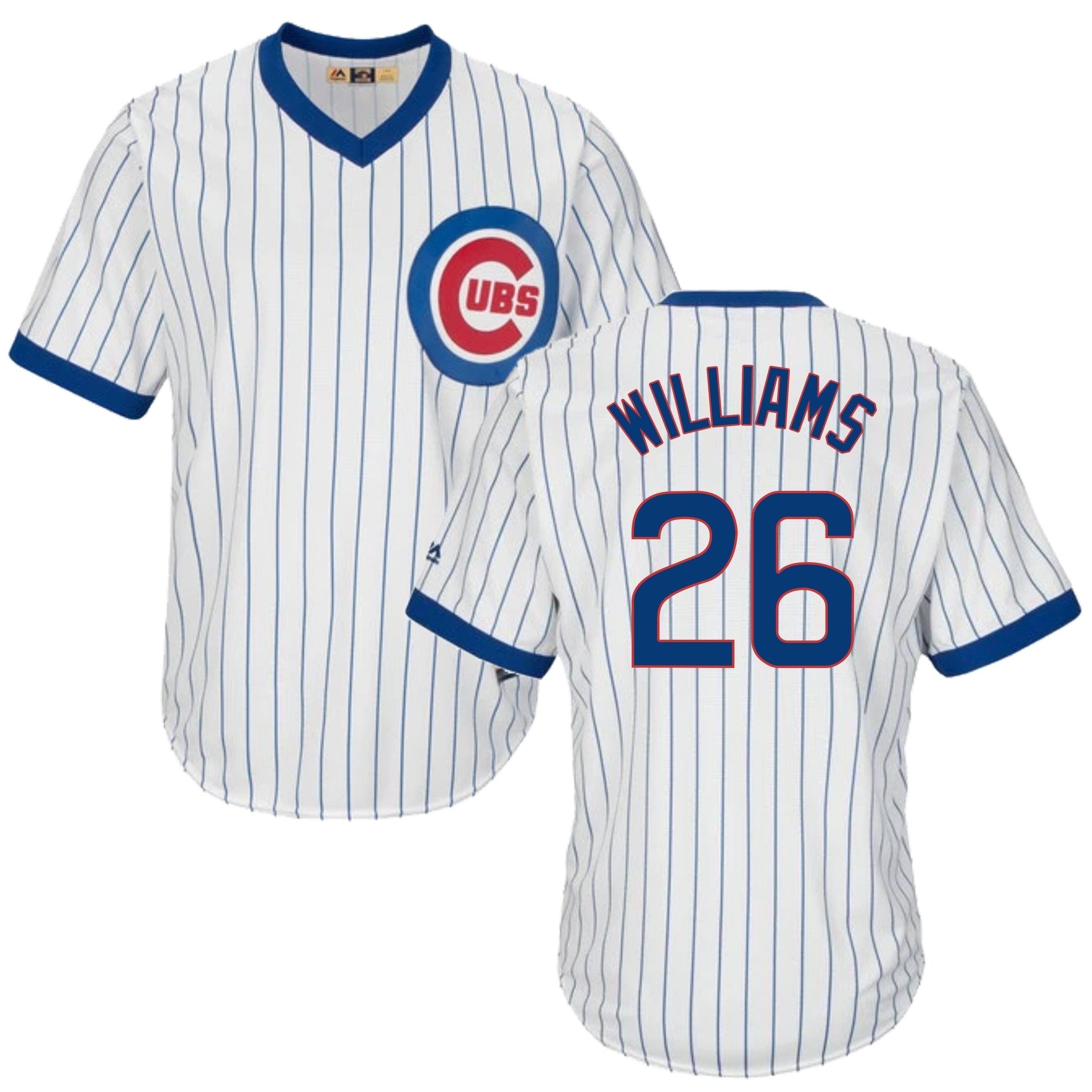 Billy Williams Chicago Cubs Cooperstown White Pinstripe V-Neck Home Men's Jersey