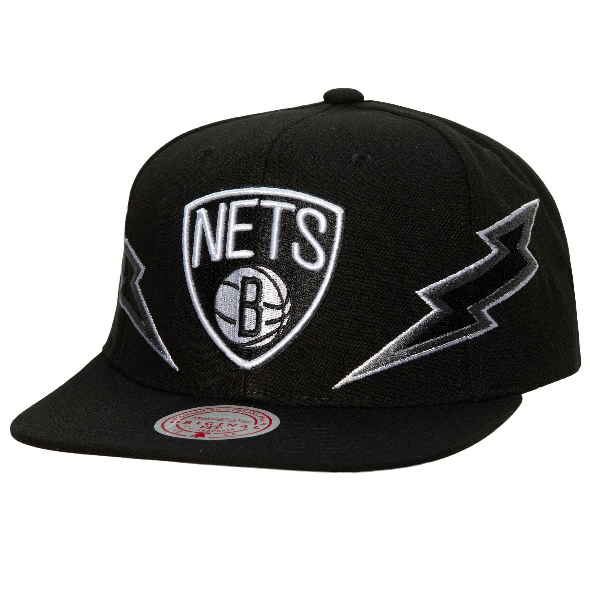 Brooklyn Nets Mitchell & Ness Hardwood Classics Soul Double Trouble Lightning Snapback Hat - Black