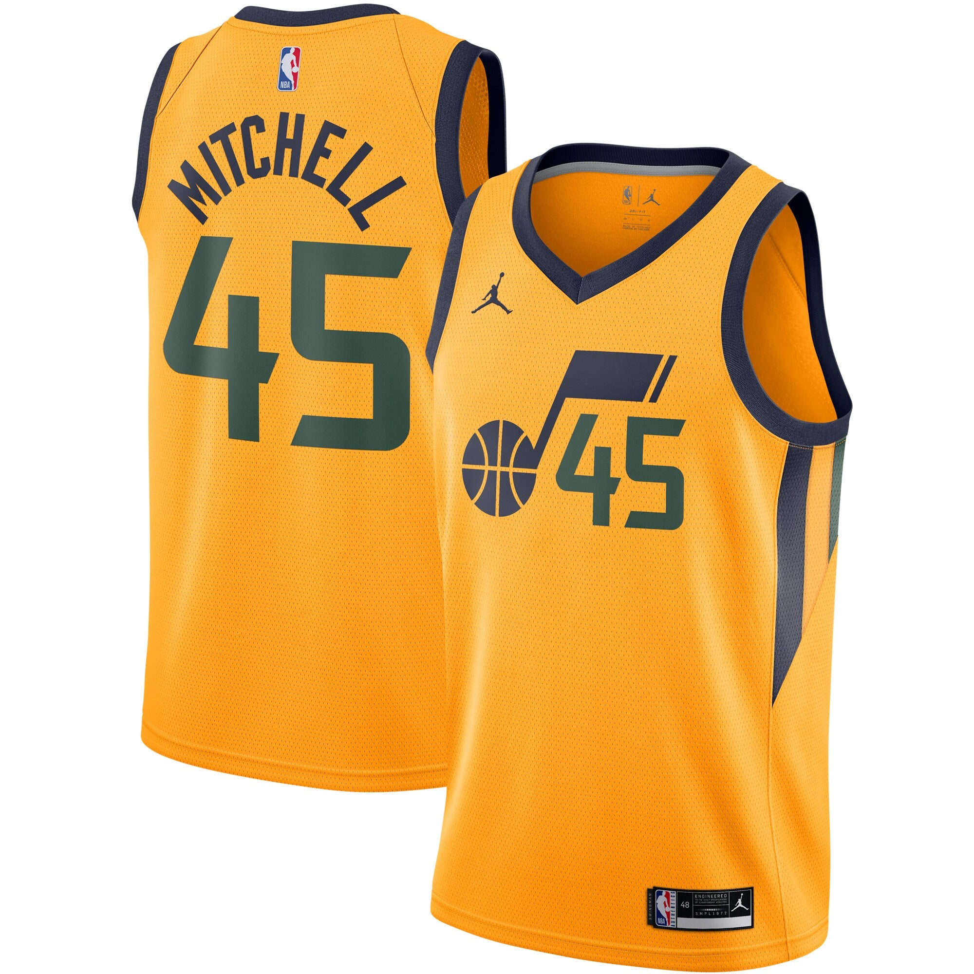Donovan Mitchell Utah Jazz Jordans Brand 2020/21 Swingman Jersey - Statement Edition - Gold